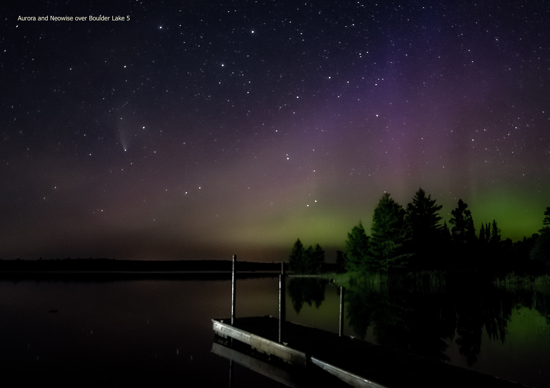 Aurora and Neowise over Boulder Lake 5