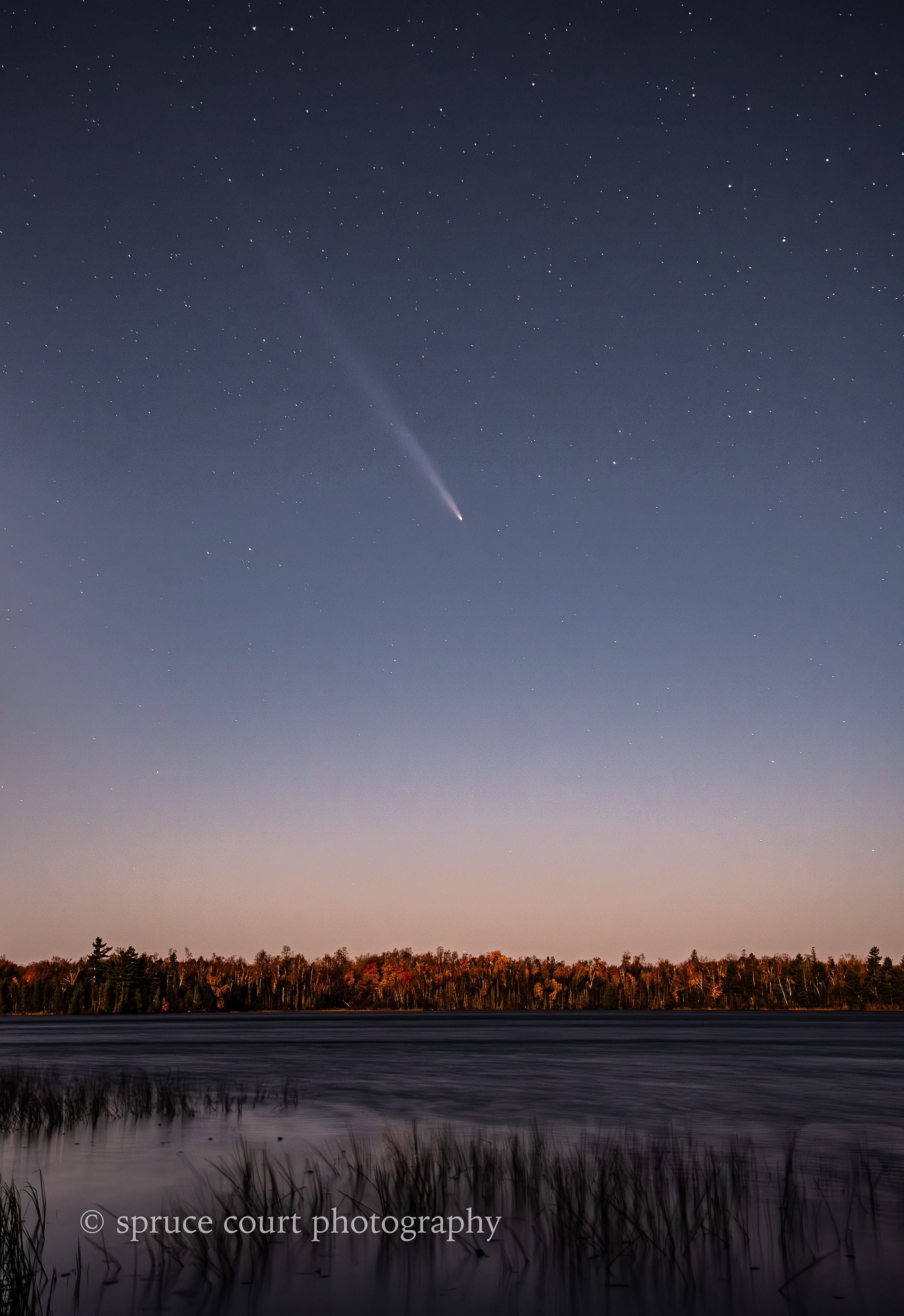 Comet Tsuchinshan-ATLAS over Christianson Lake