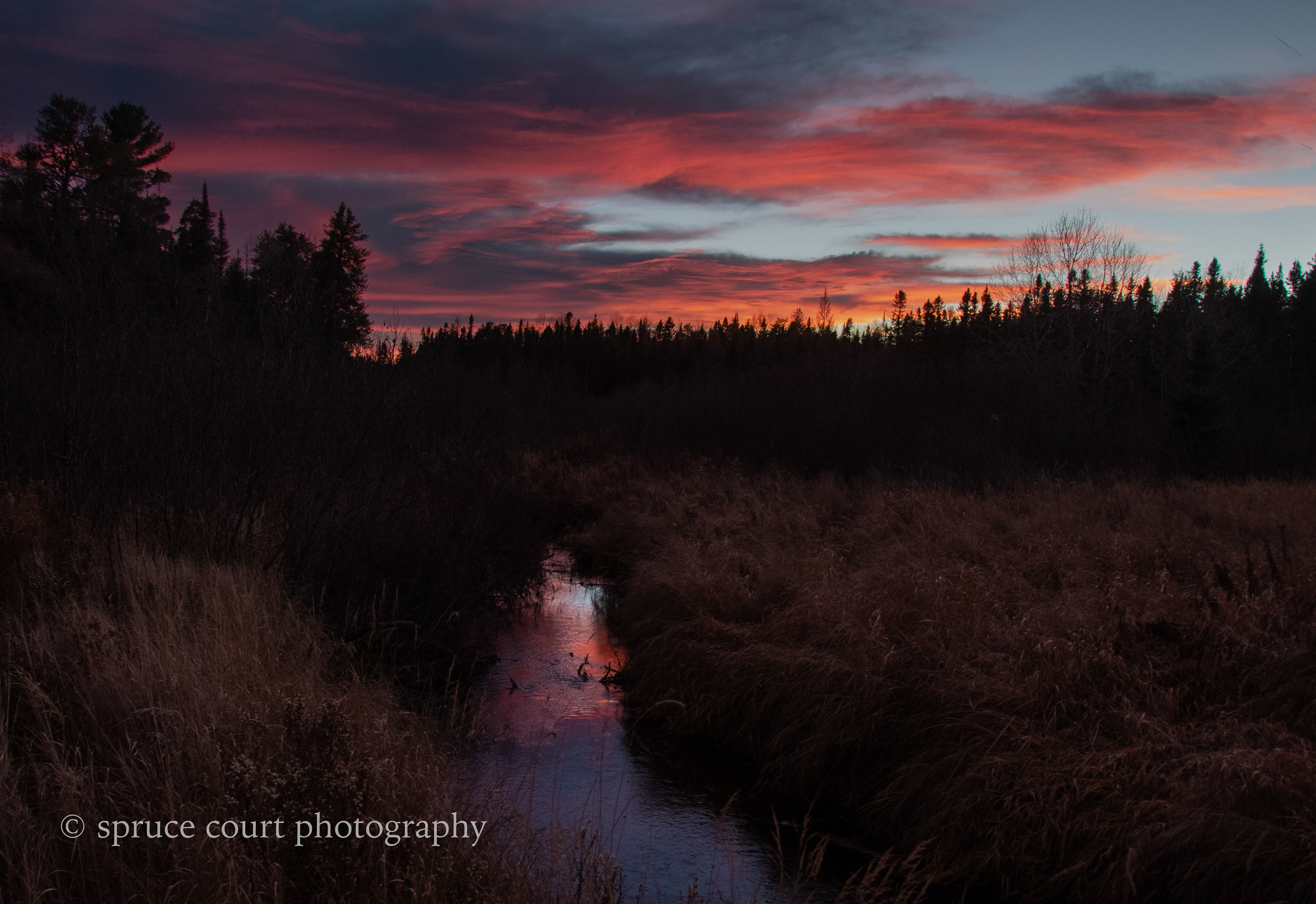Sunset over a Creek in Brimson