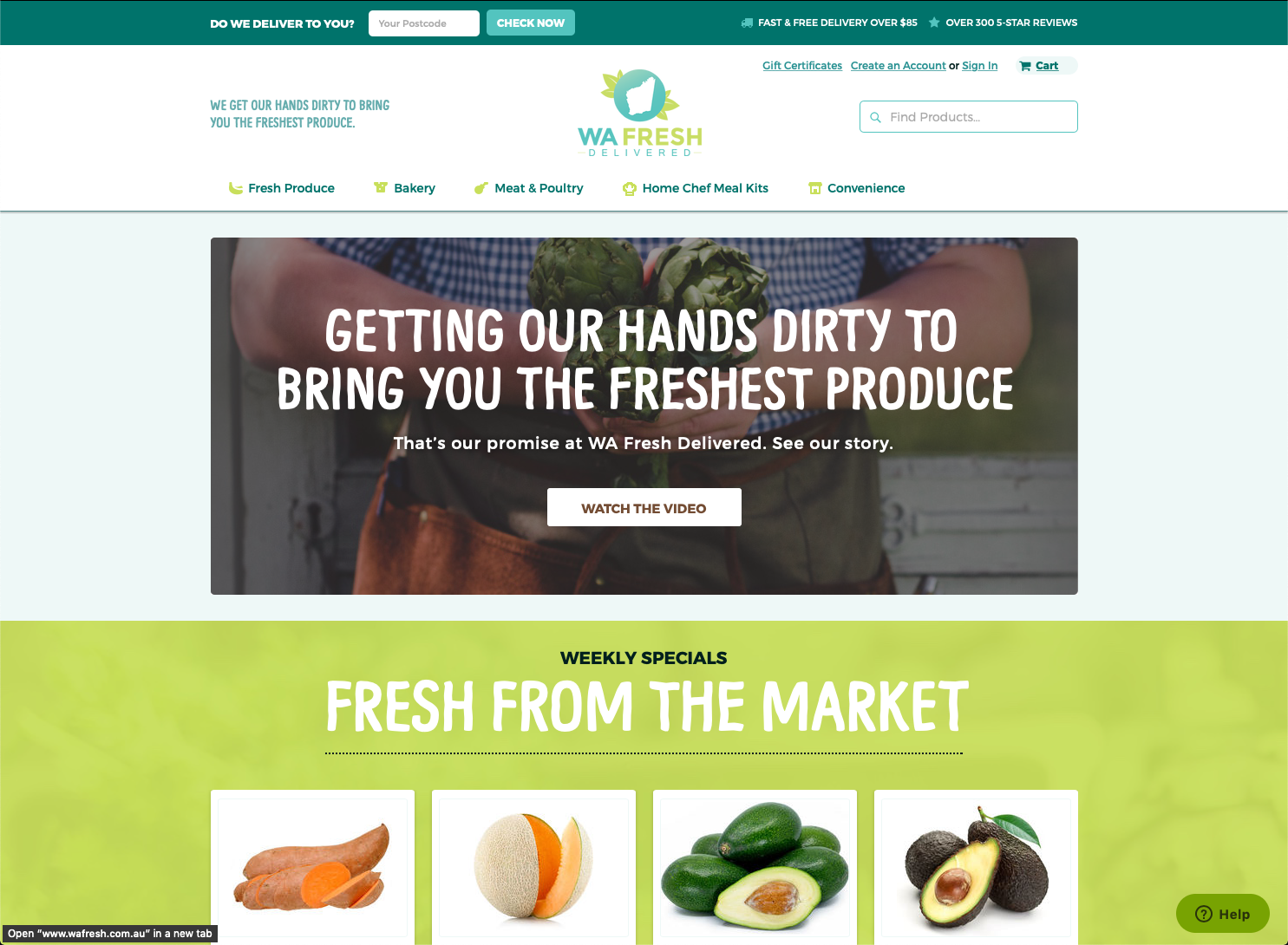 WA Fresh Delivered homepage