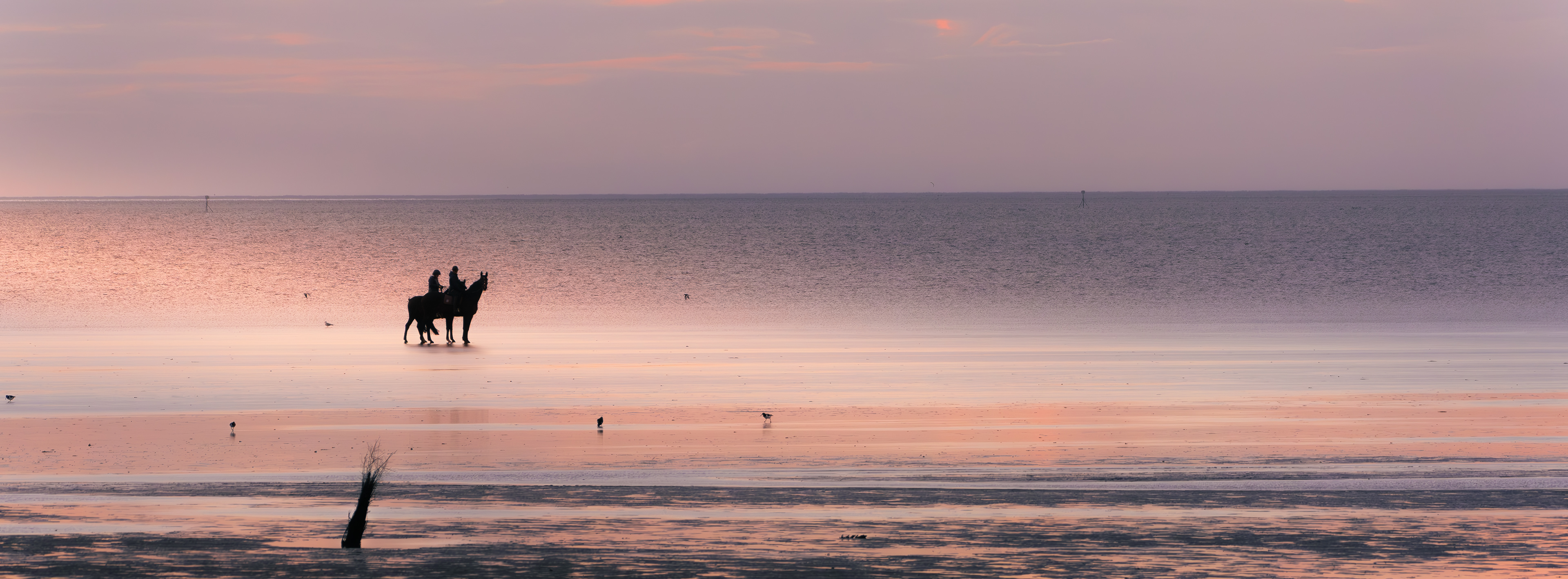 Romantic Riding on the sunlit Beach