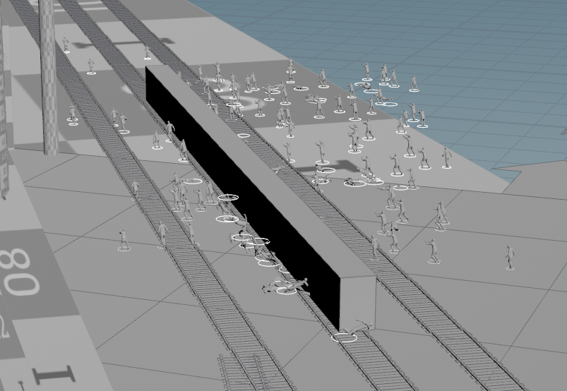 cube RBD to mimick movement of the train