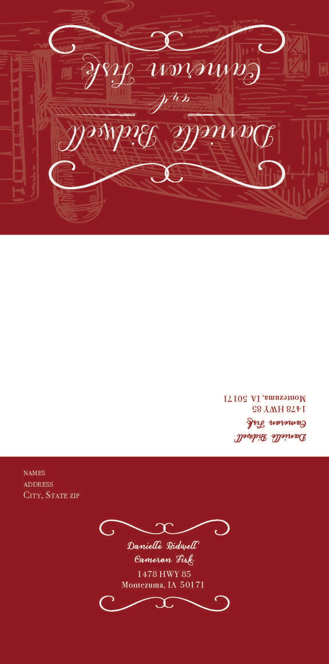 Wedding Invite and RSVP Self Mailer (outside), 2019