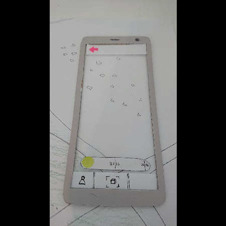Paper prototype in fixed path, focus on functionality