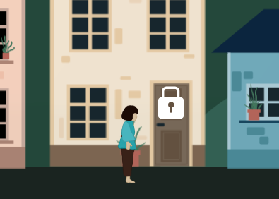 The lock = the door is locked