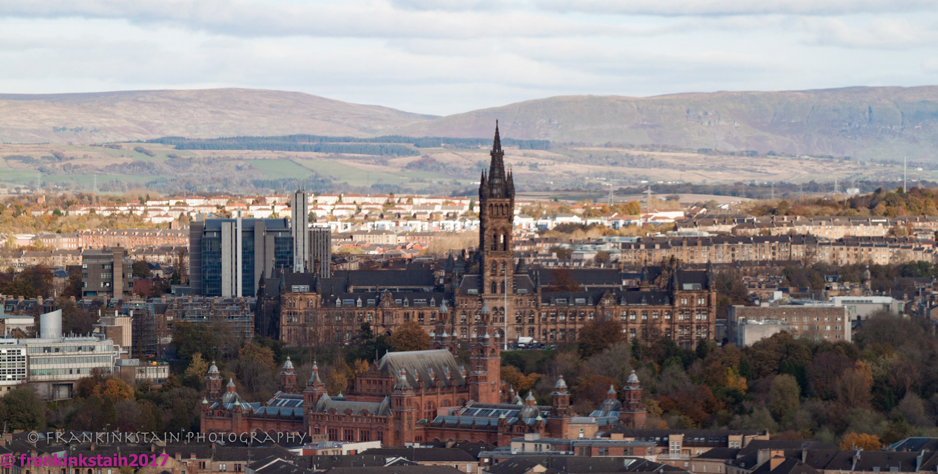 Glasgow University &amp; Kelvingrove in foreground