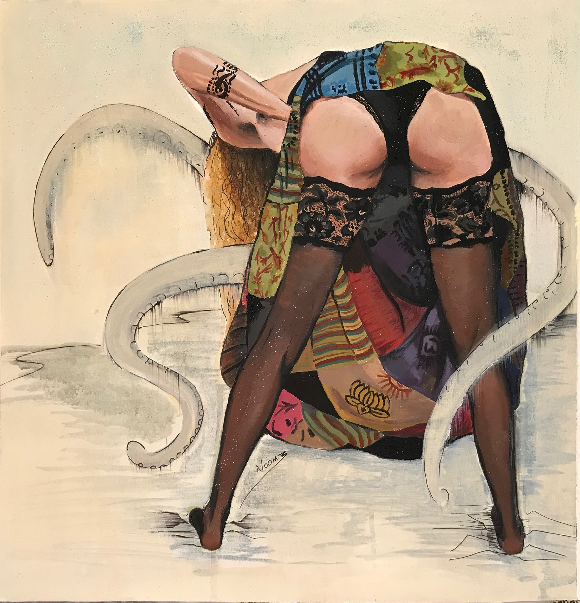 Octopus Gipsy 2: Acrylic on Paper - 50 x50cm