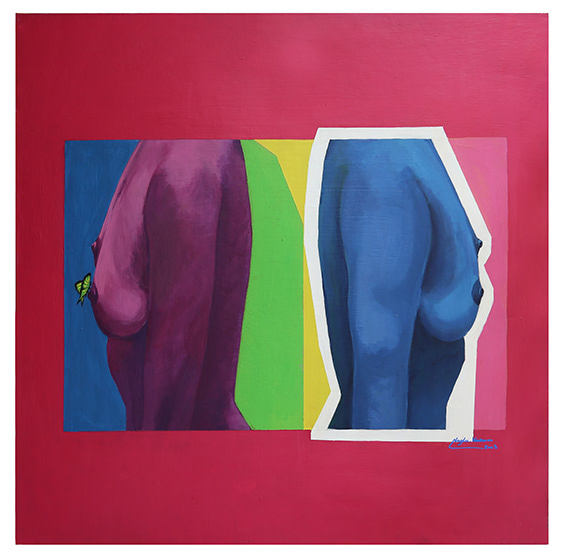 The Butterfly: 2003 - Acrylic & Oil on canvas 90x90cm