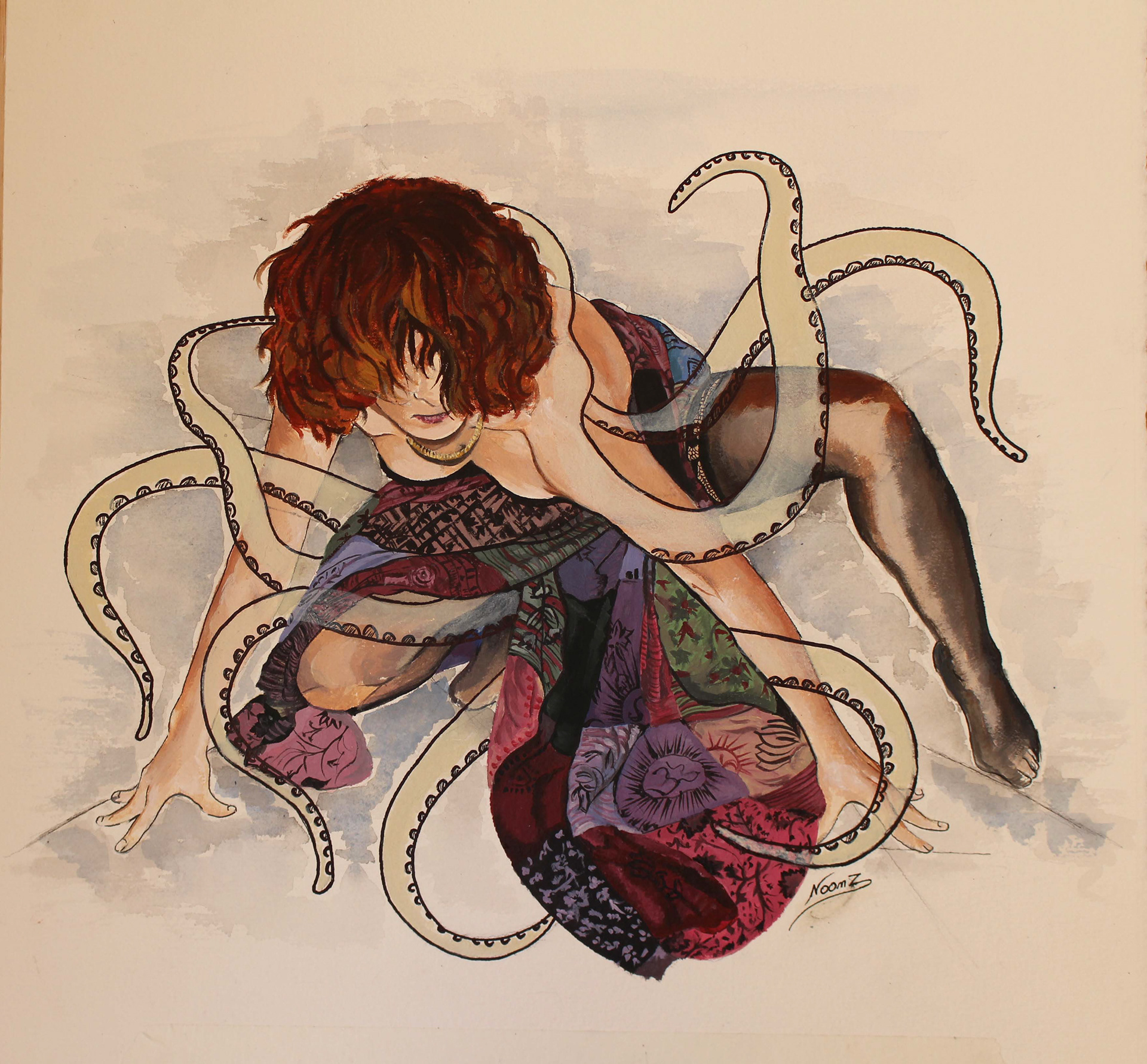 Octopus Gipsy 1: Acrylic on Paper - 50 x50cm