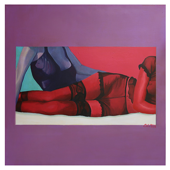 The Duo: 2003 - Acrylic & Oil on canvas 90x90cm - Sold