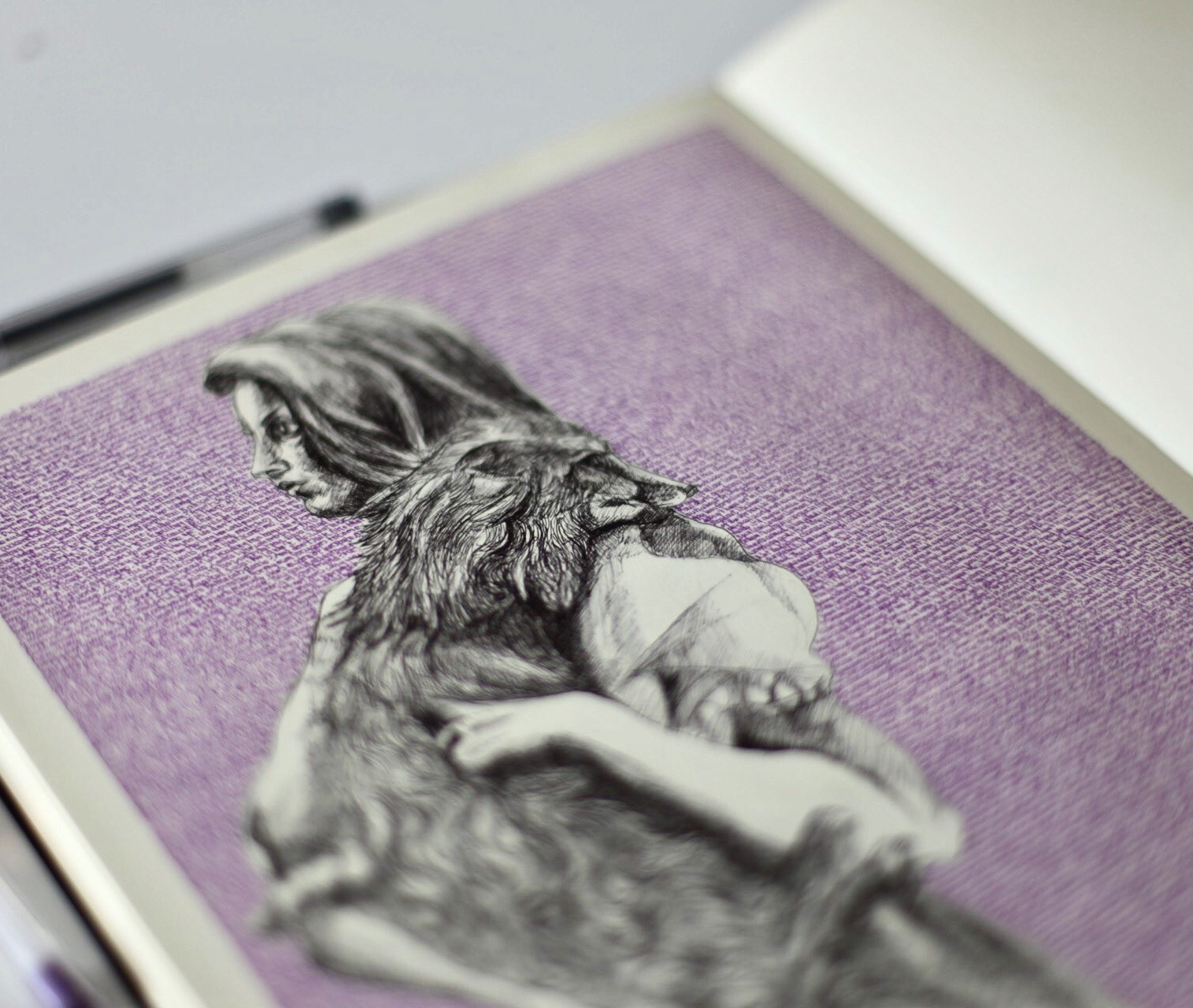 Woman with Fox in sketch pad