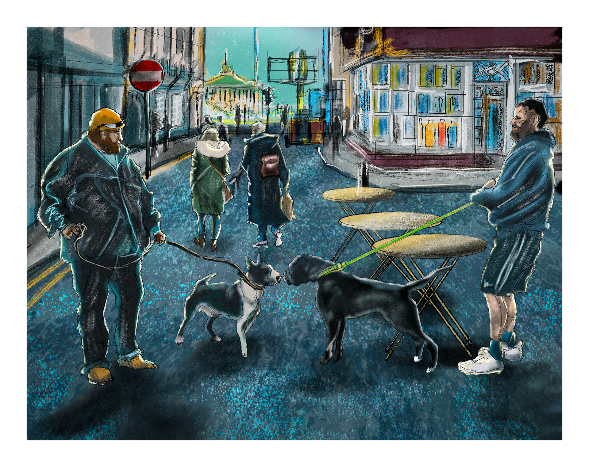Two Men and Two Dogs