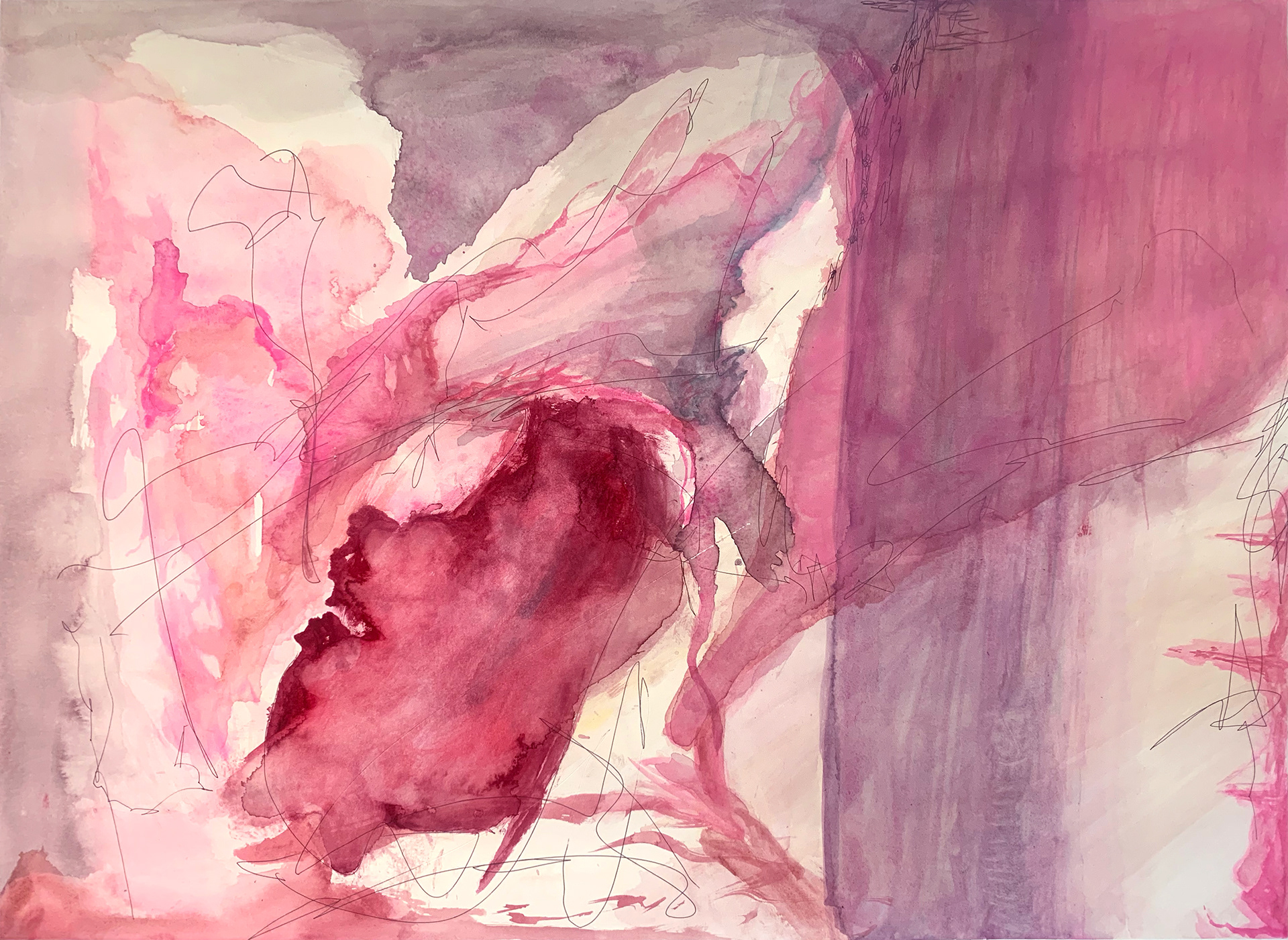 Don't Look At Me Like That, watercolor and ink on paper, 2019, 30"x22"
