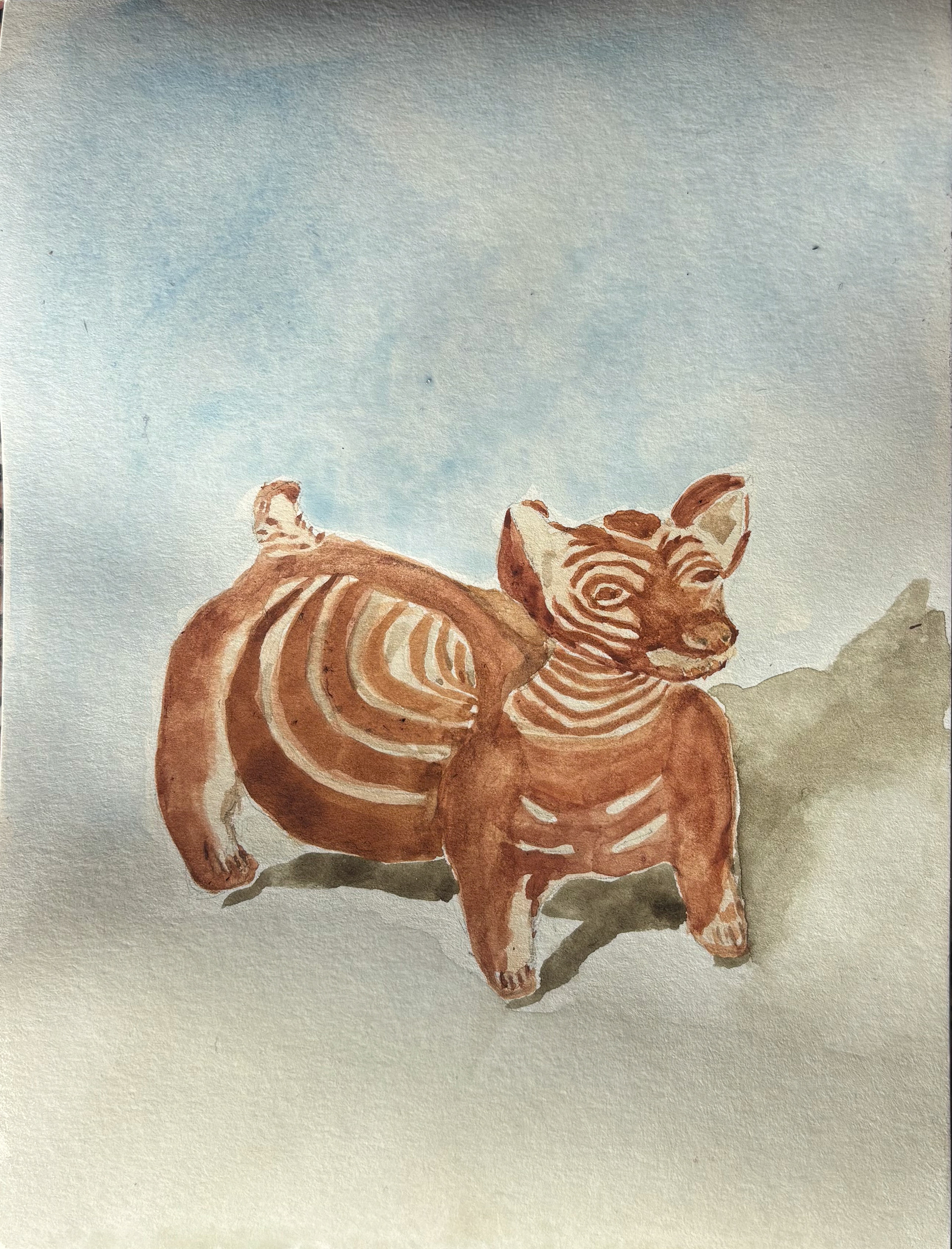 mi xolito n.2, watercolor on paper, 6”x8”, 2025