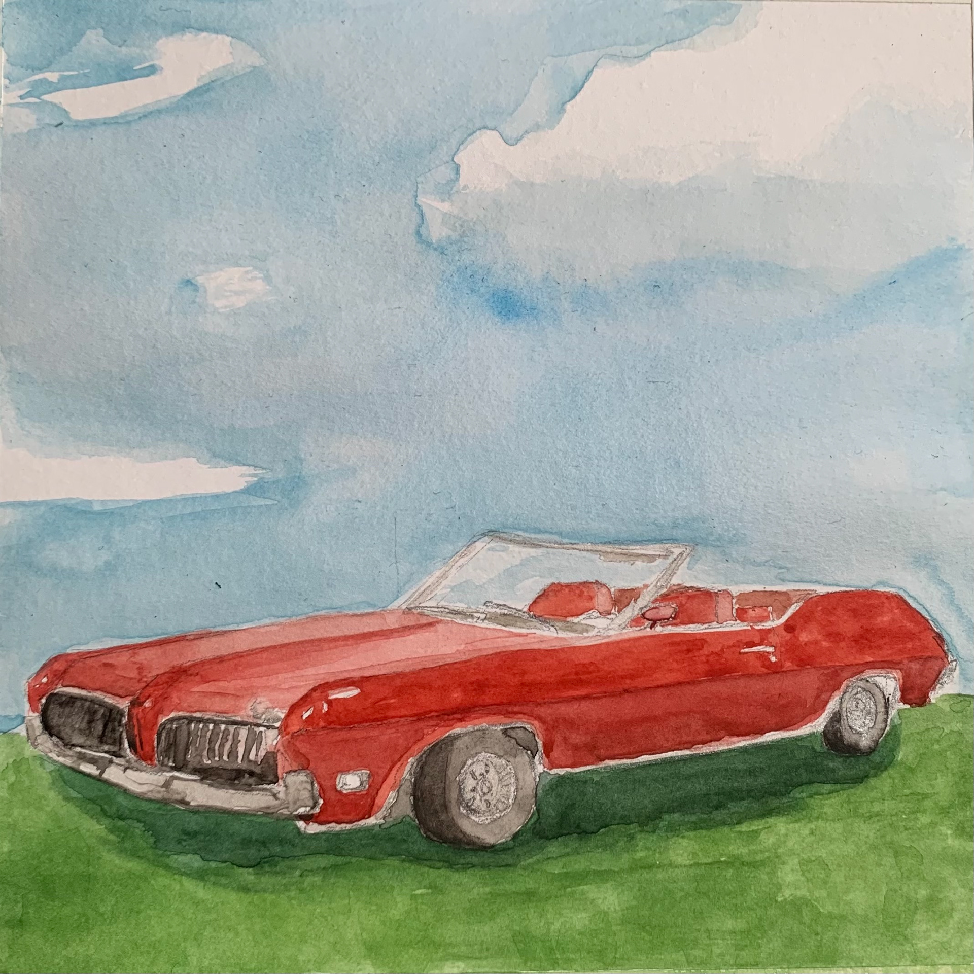 cougar commission, watercolor on paper, 8"x8", 2023