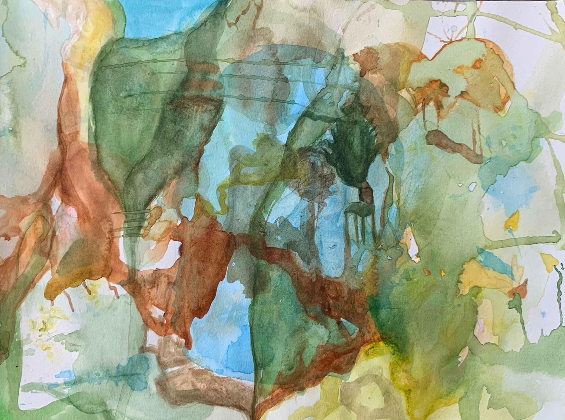 ulu tree, watercolor on paper, 9"x12", 2022