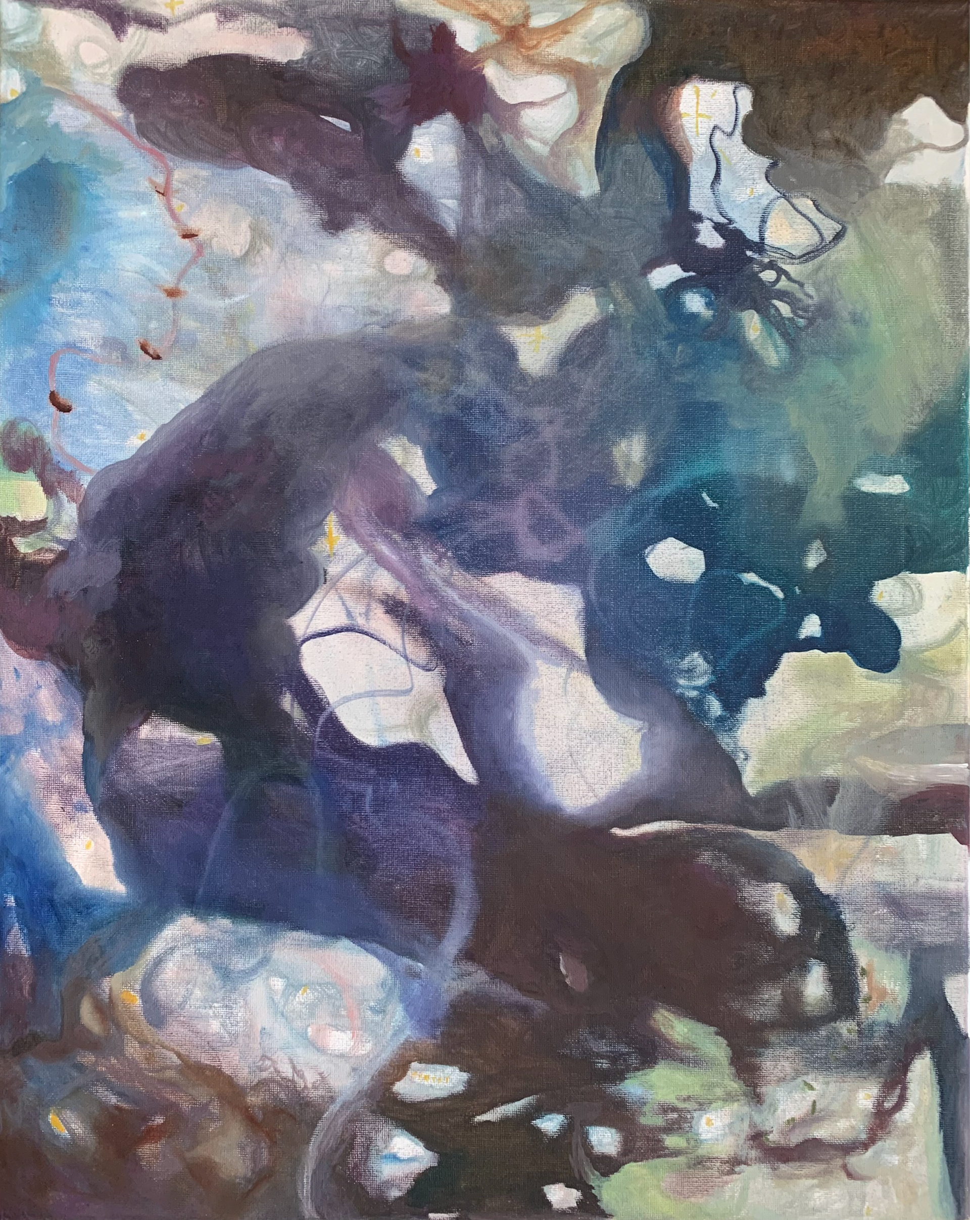 mexicans in space (a.a.), oil on canvas, 18"x20", 2022