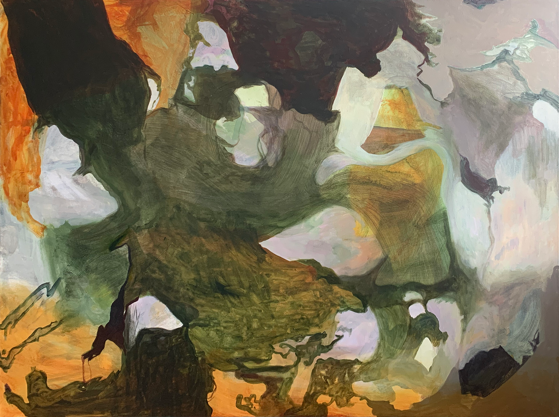 the poet and their words (a.a.), acrylic and oil on canvas, 48"x36", 2022