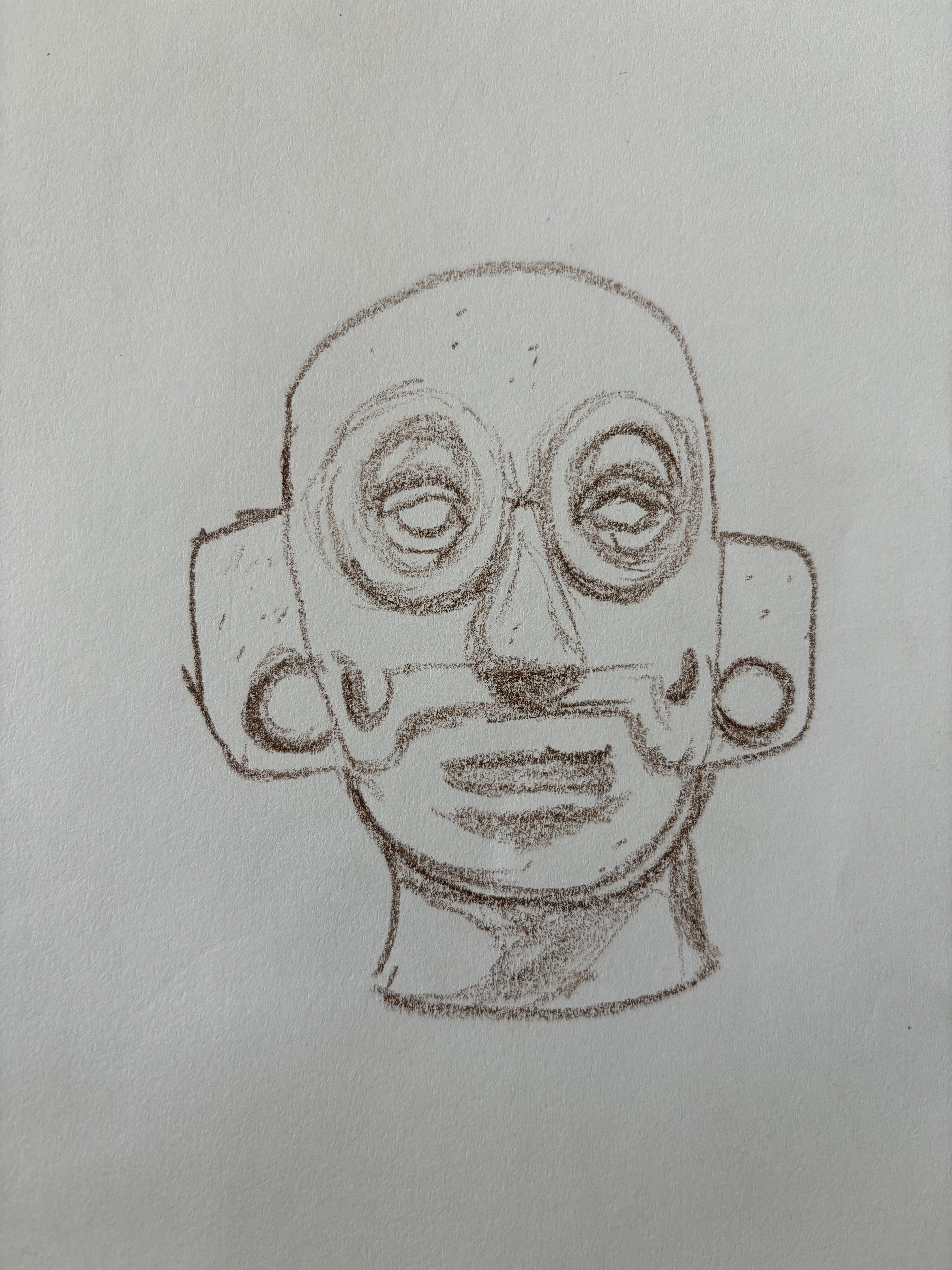 tlaloc, color pencil, 2023 https://museoamparo.com/colecciones/pieza/2060/cabeza-con-rostro-de-tlloc