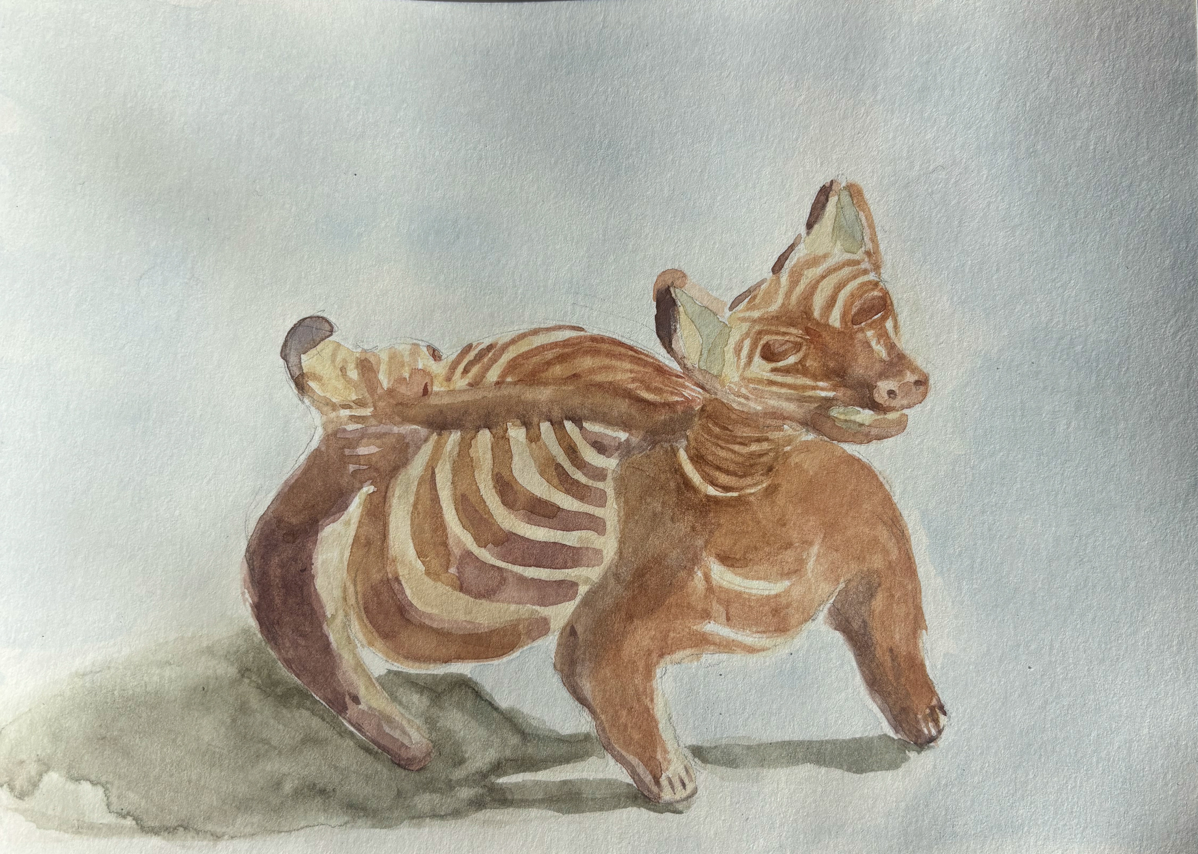 mi xolito n.1, watercolor on paper, 8"x6", 2025