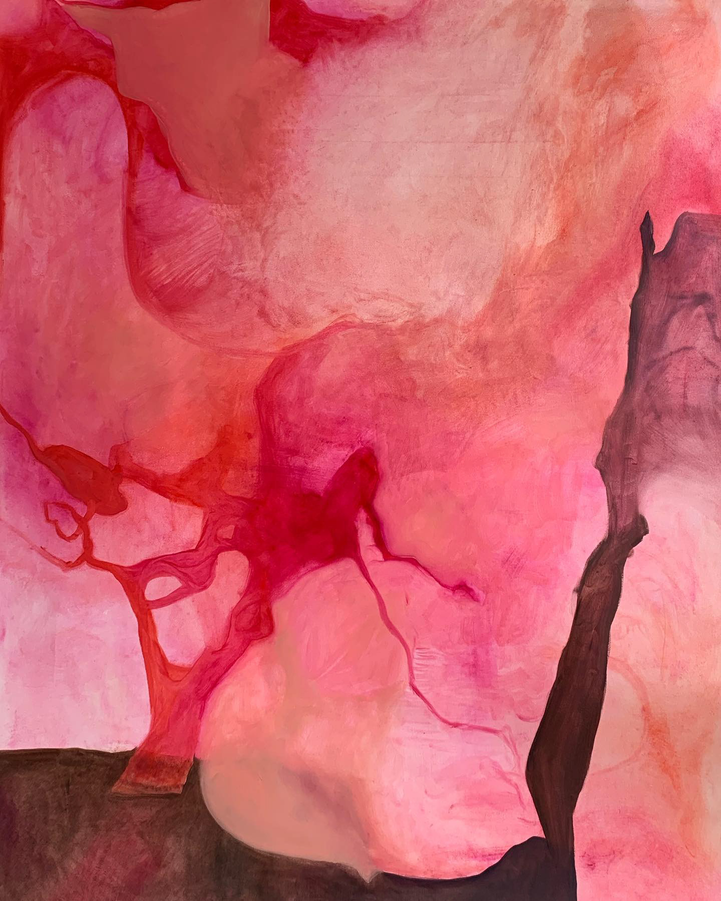 subluxation, oil on paper, 51"x61", 2021