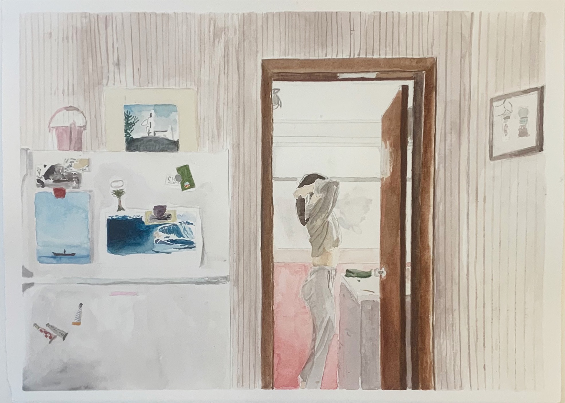 "longing to be a stranger," (2019) watercolor on paper, 11"X17