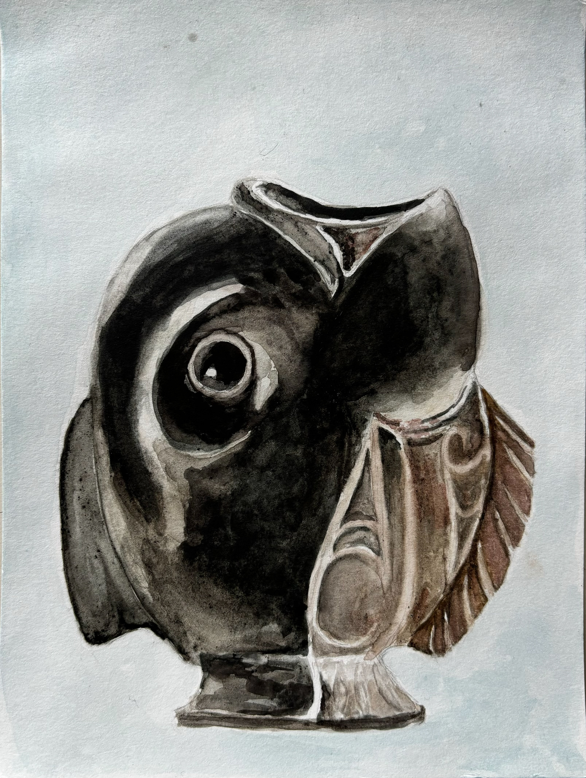 fish effegy vessel, watercolor on paper, 7x10"