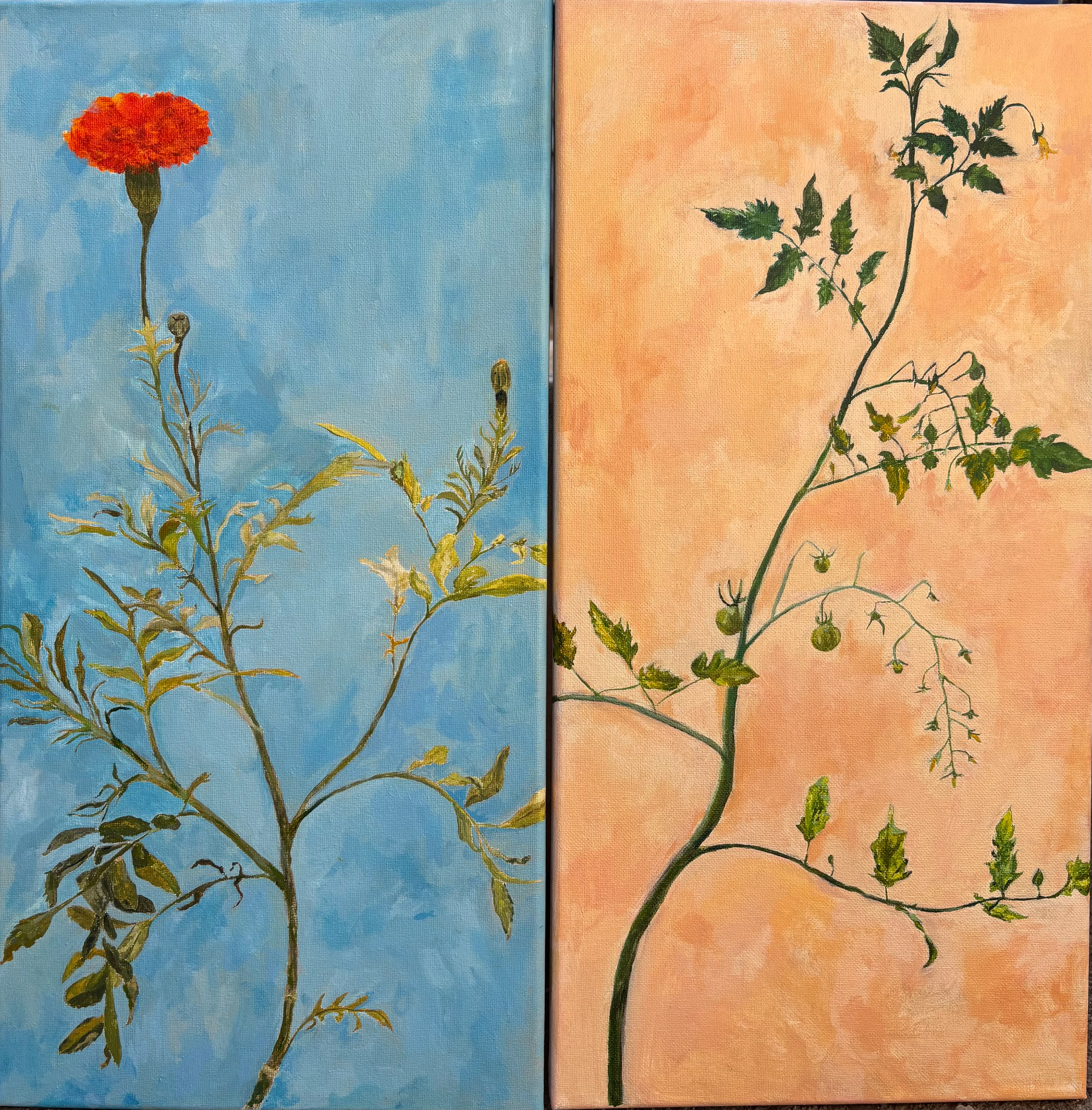 portrait of Mike and I, oil on canvas, 20"x20" juntos siempre, 2025