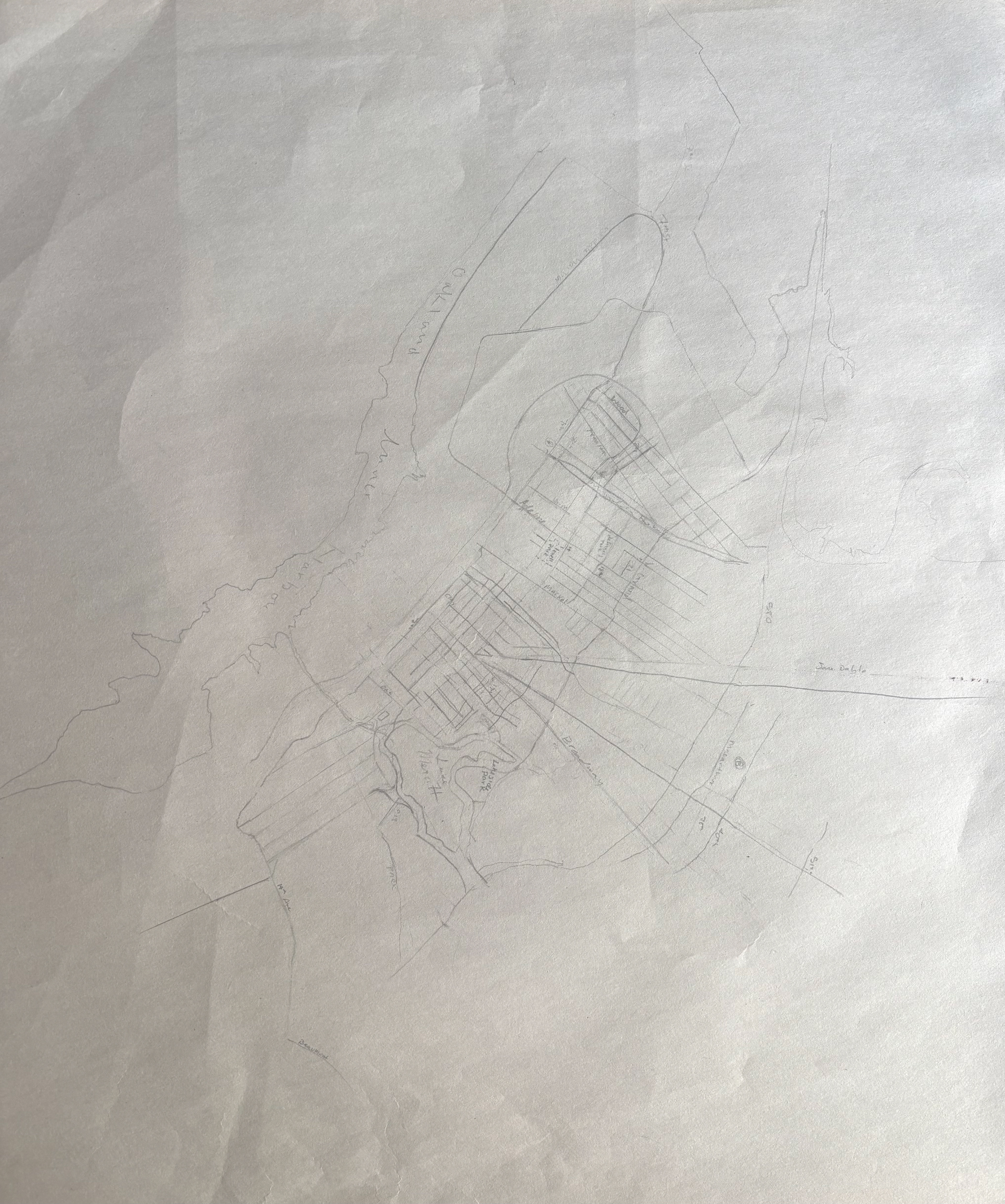 map, graphite on newsprint, 18"x 20"