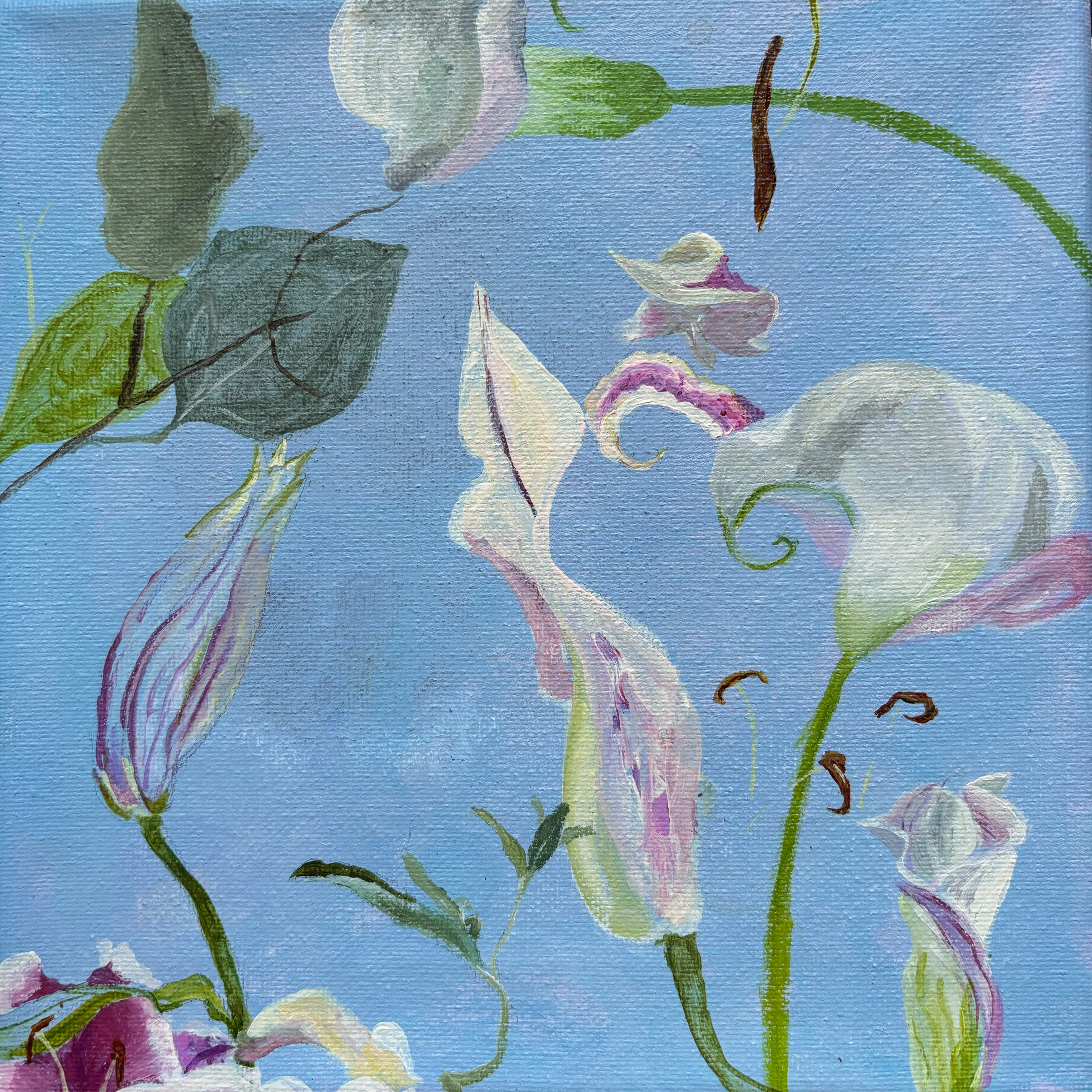 primavera bouquet, acrylic on canvas, 7"x7", 2024