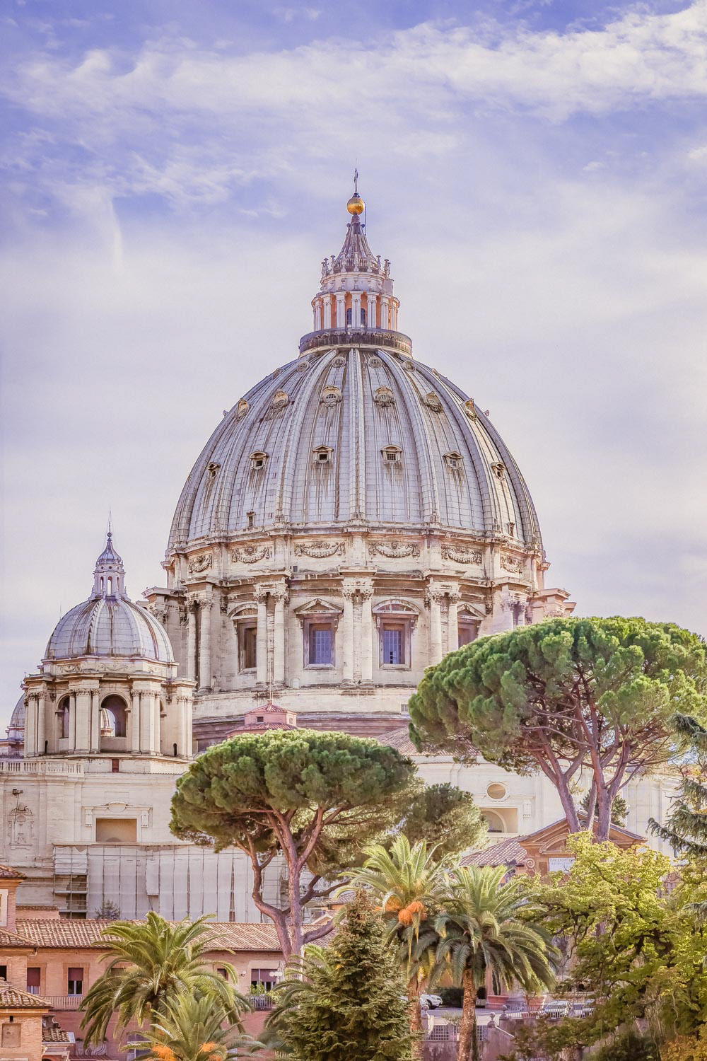 View onto the dome of Saint Peter's Basilica or  Basilica di San Pietro in Vatican