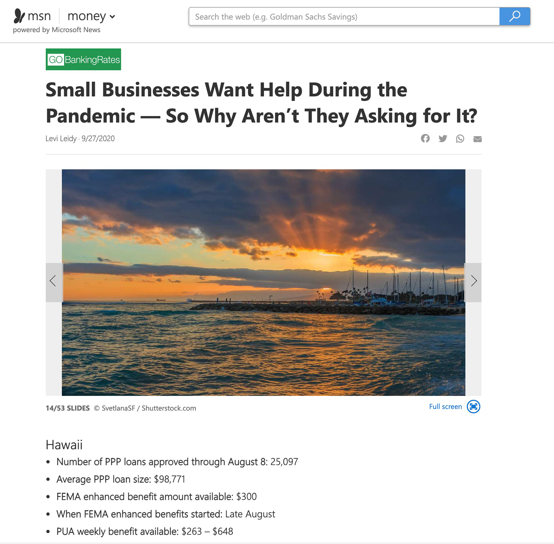 MSN Money: Sunset in Hawaii