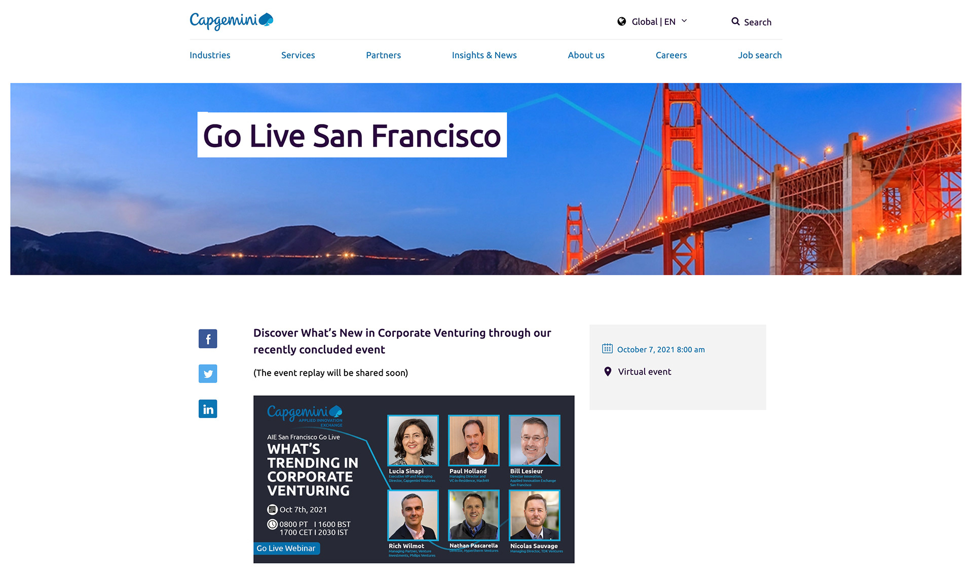 Capgemini: Sunset at the Golden Gate Bridge, Marshall's Beach, San Francisco