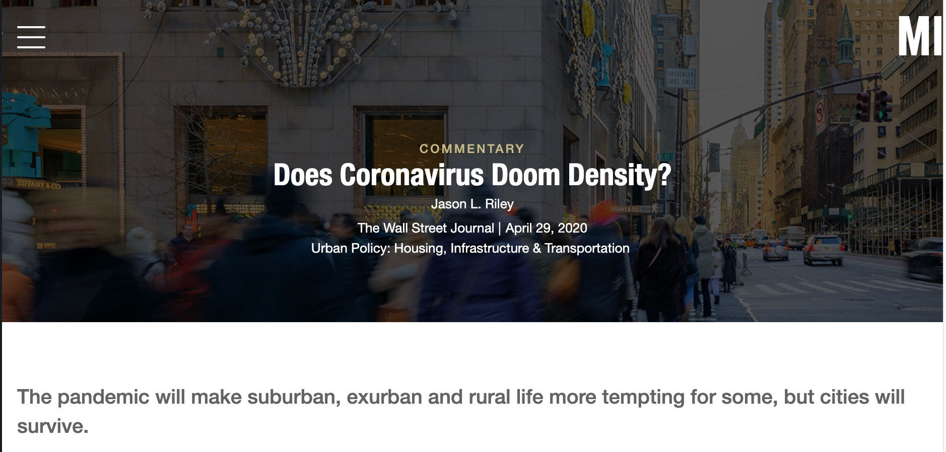 Manhattan Institute: People walking on 5th Avenue in New York at Christmastime