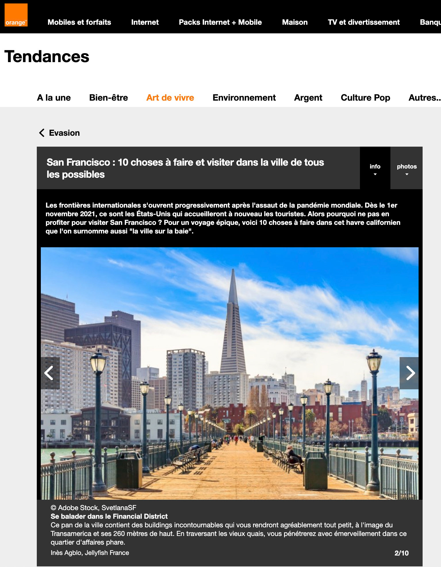 Orange: Pier 7 and the Transamerica Pyramid in San Francisco