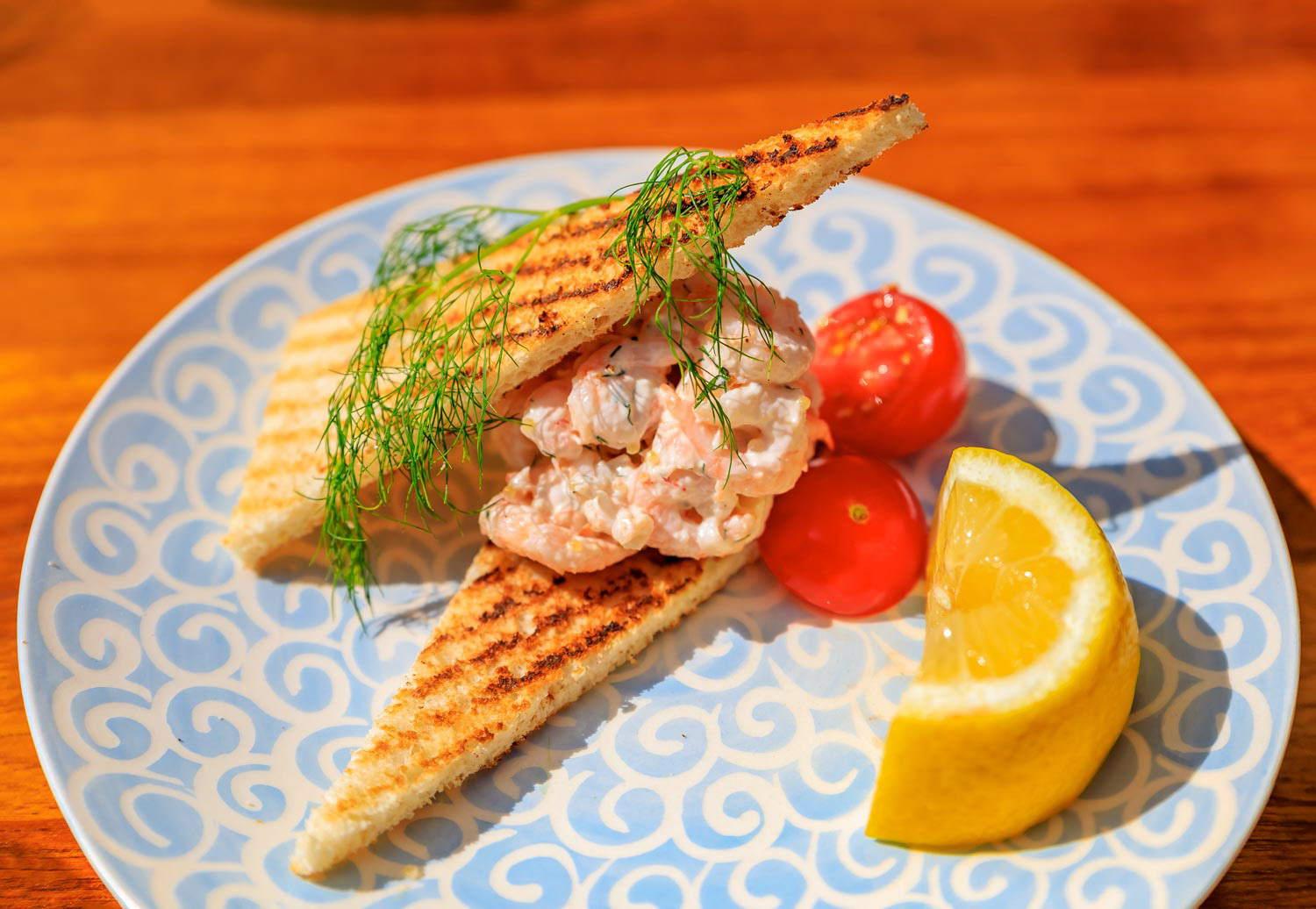 Toast skagen classic swedish appetizer of shrimp and caviar on toast