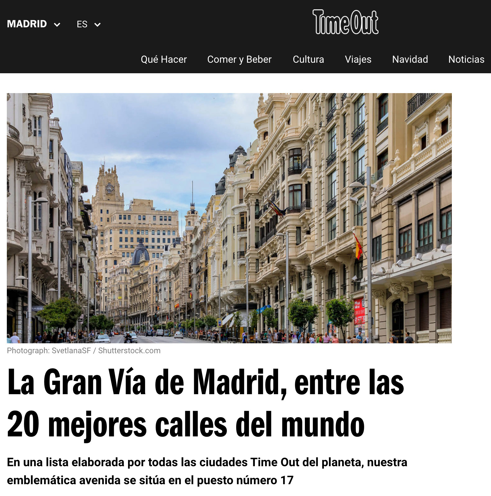 TimeOut: Gran Via street in Madrid, Spain
