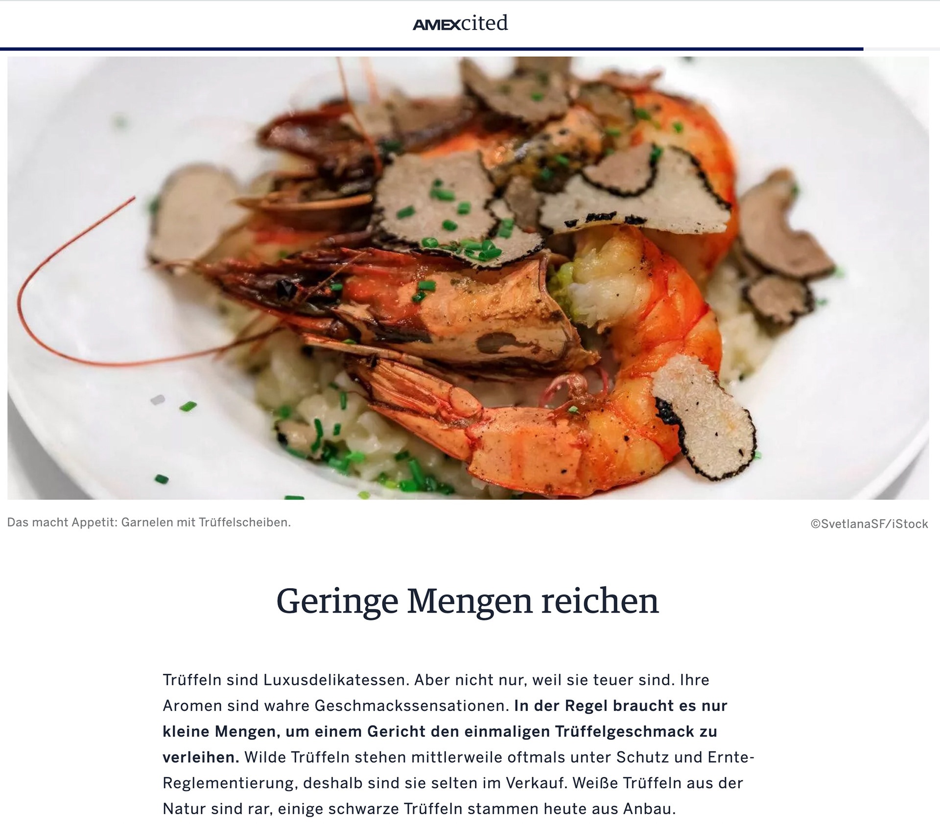 American Express: Shrimp risotto with truffles