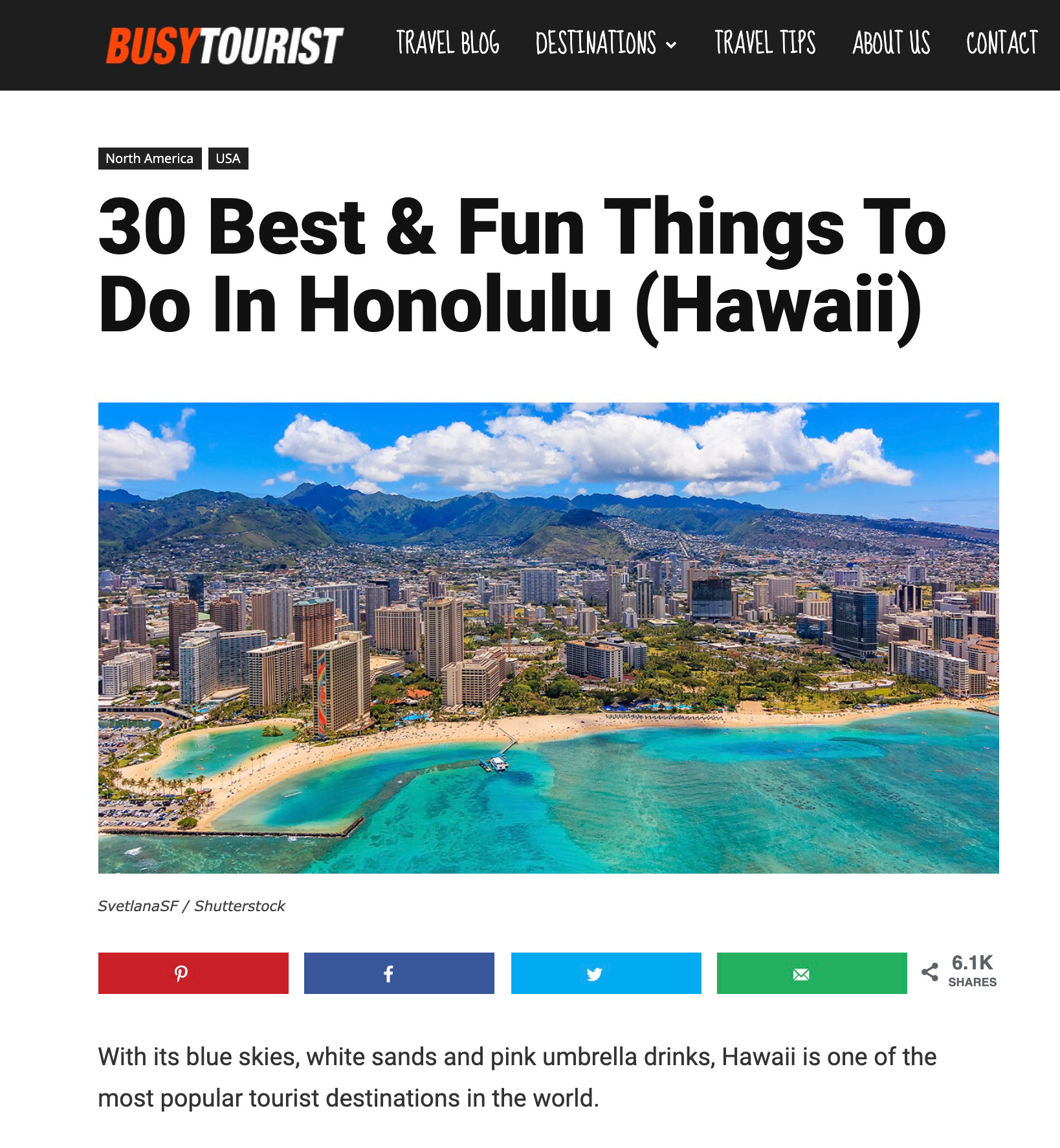 Busy Tourist: Aerial view of Waikiki Beach in Honolulu, Hawaii