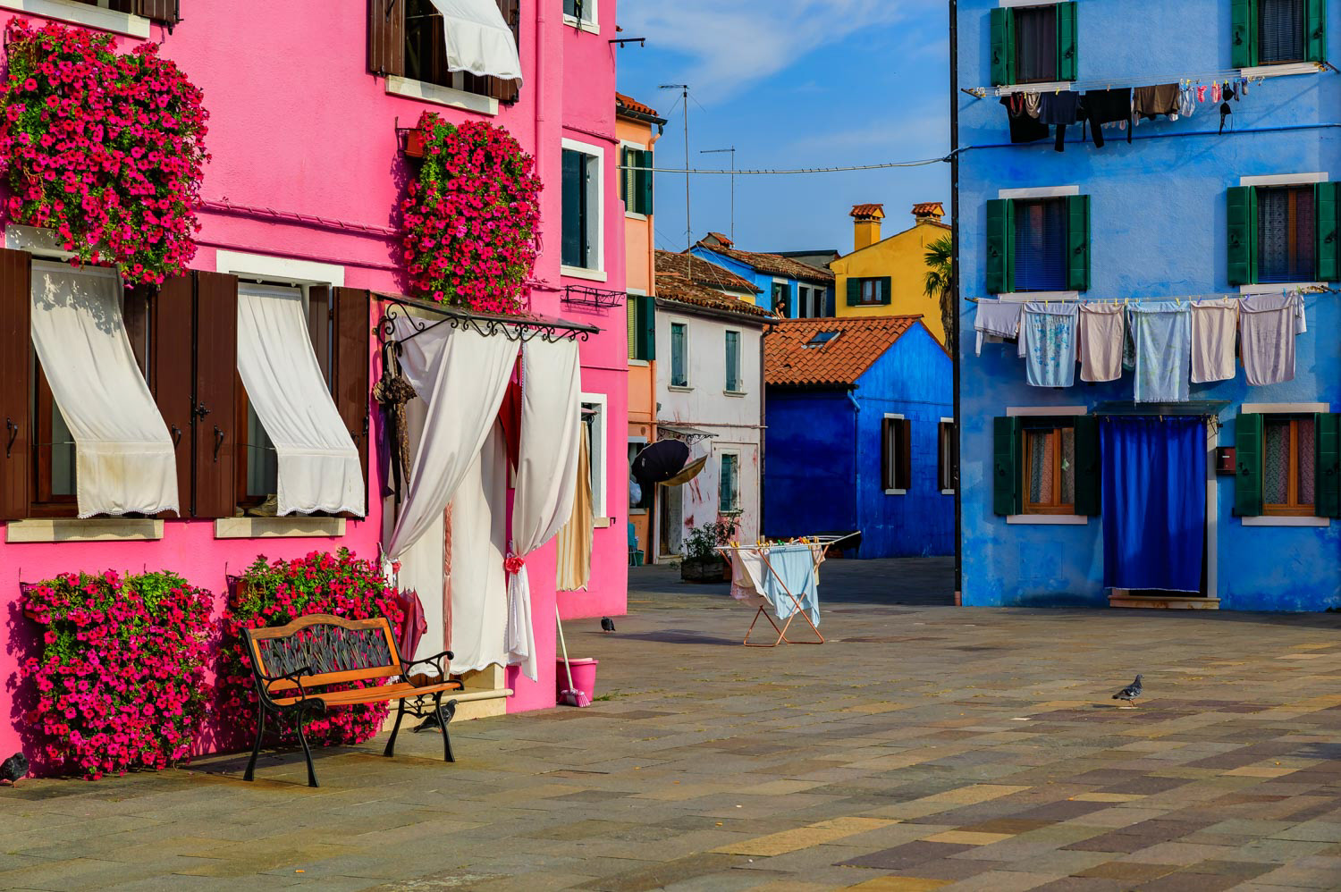 Picturesque and colorful houses in Burano island near Venice Italy