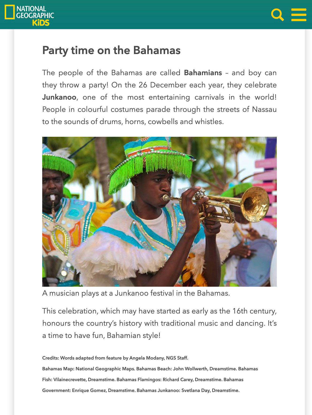 Encyclopedia Britannica Kids: Junkanoo Player