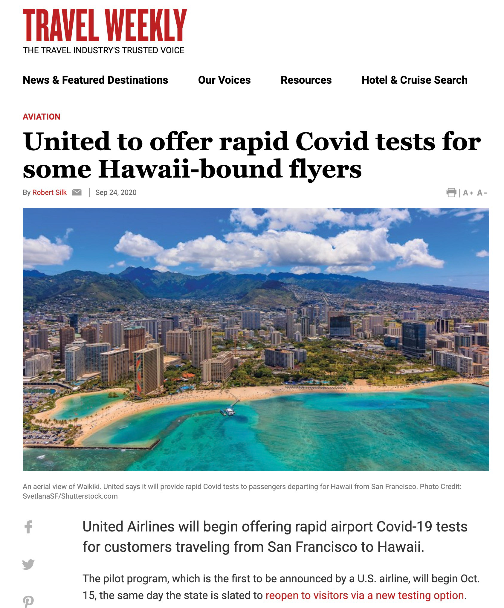 Travel Weekly: Waikiki Beach, Honolulu