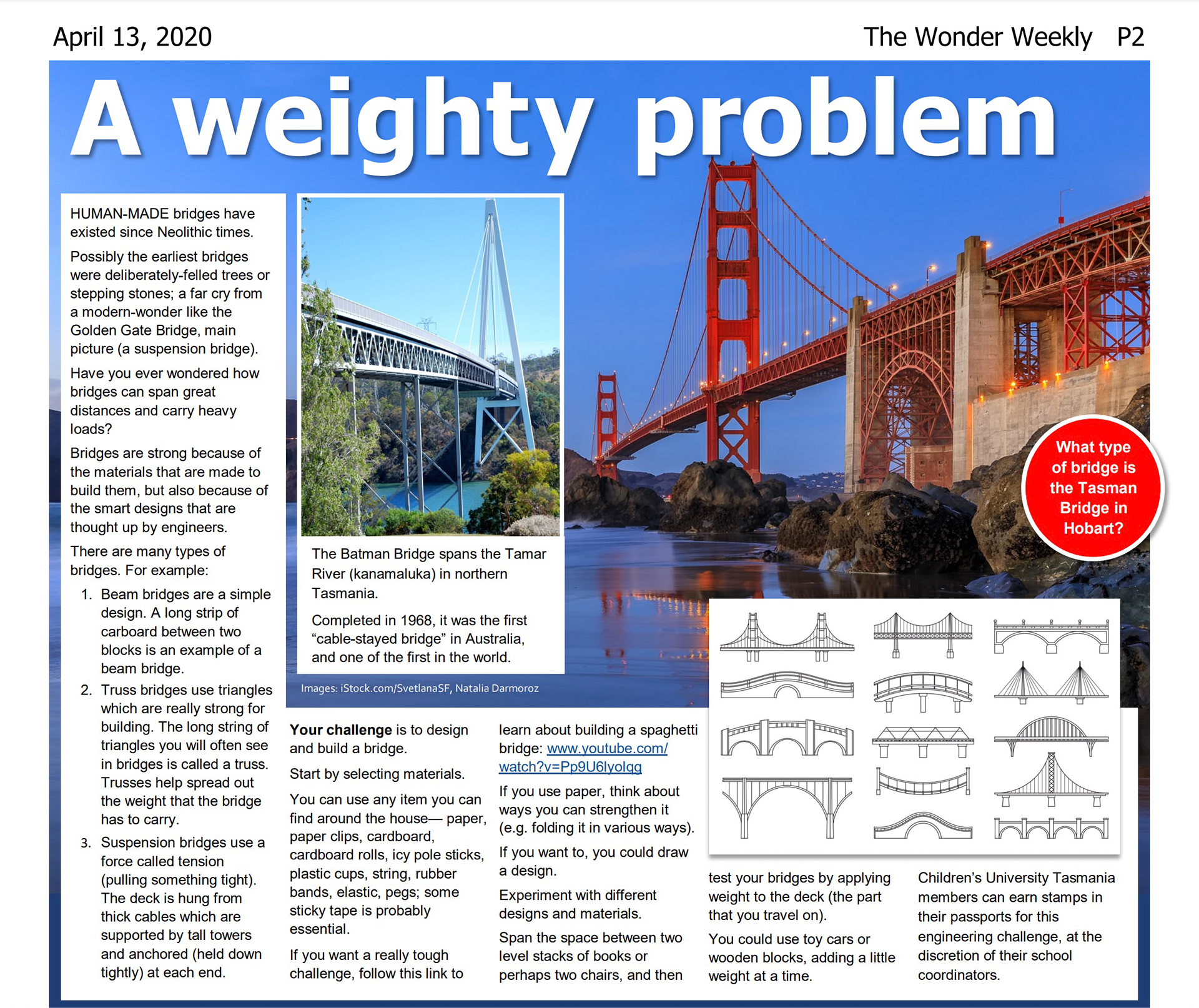 University of Tasmania, the Wonder Weekly: the Golden gate Bridge at sunset, San Francisco, California