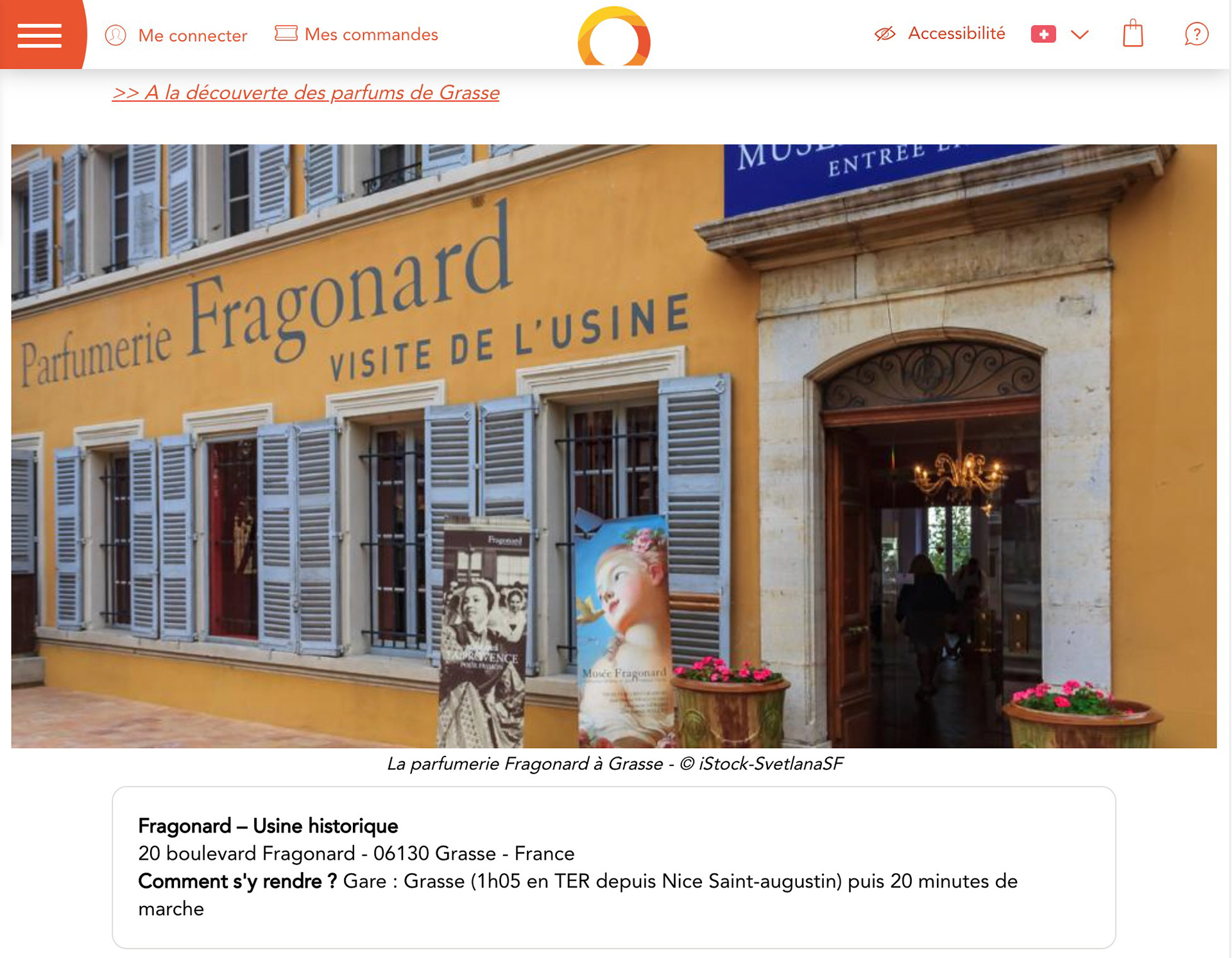 SNCF: Facade of the Fragonard Perfumery in Grasse, France 