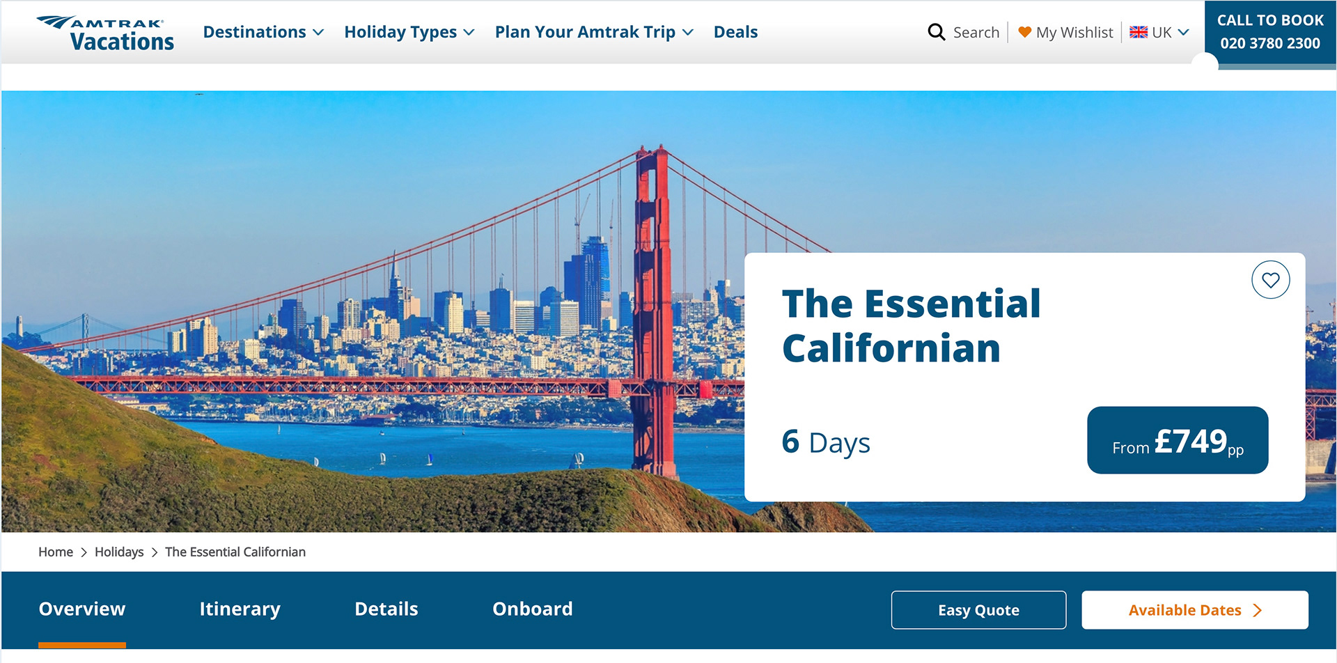 Amtrak Vacations: San Francisco skyline and the Golden Gate Bridge
