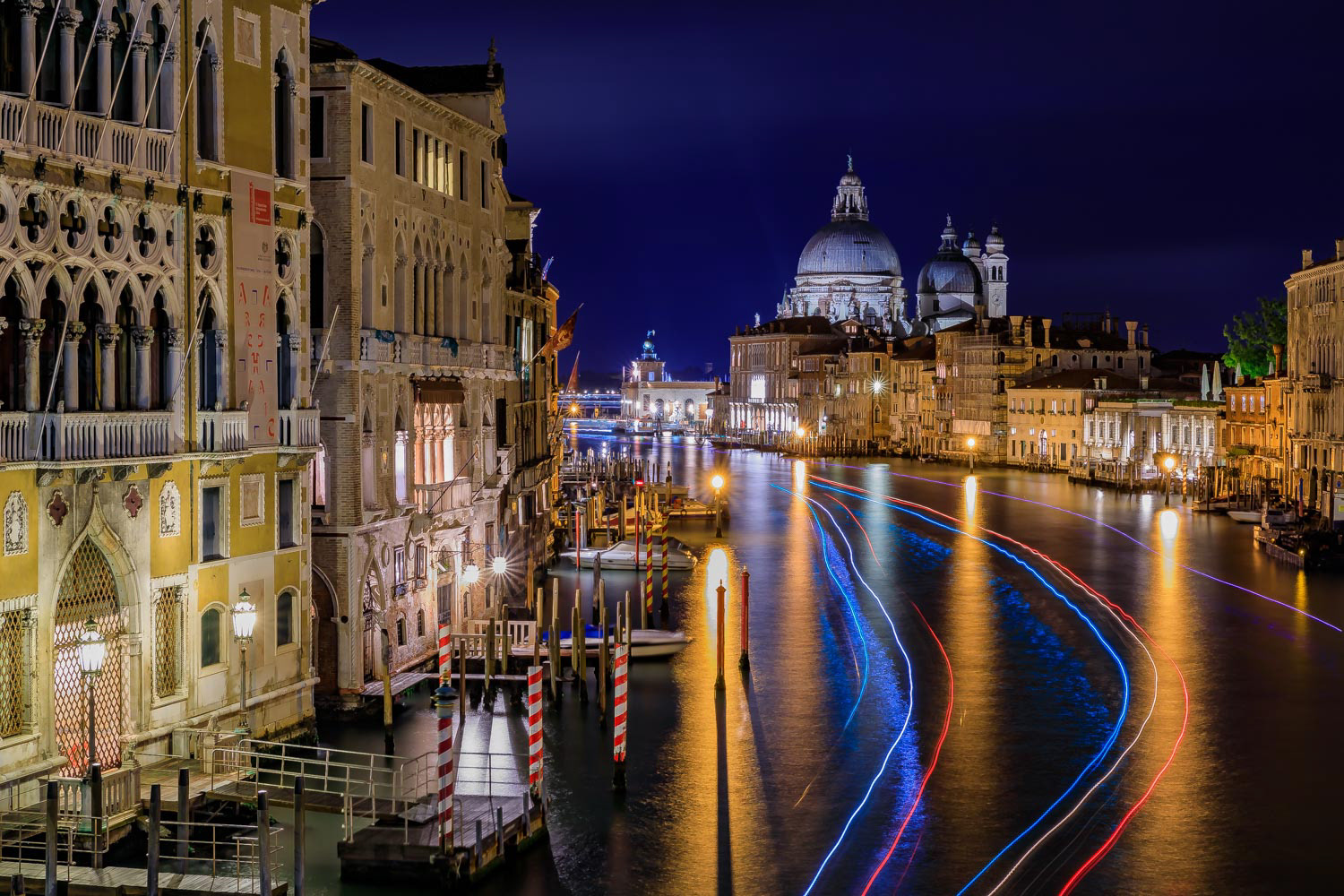 Sunset view of the iconic 17th-century Santa Maria di Salute Basilica on the Grand Canal in Venice