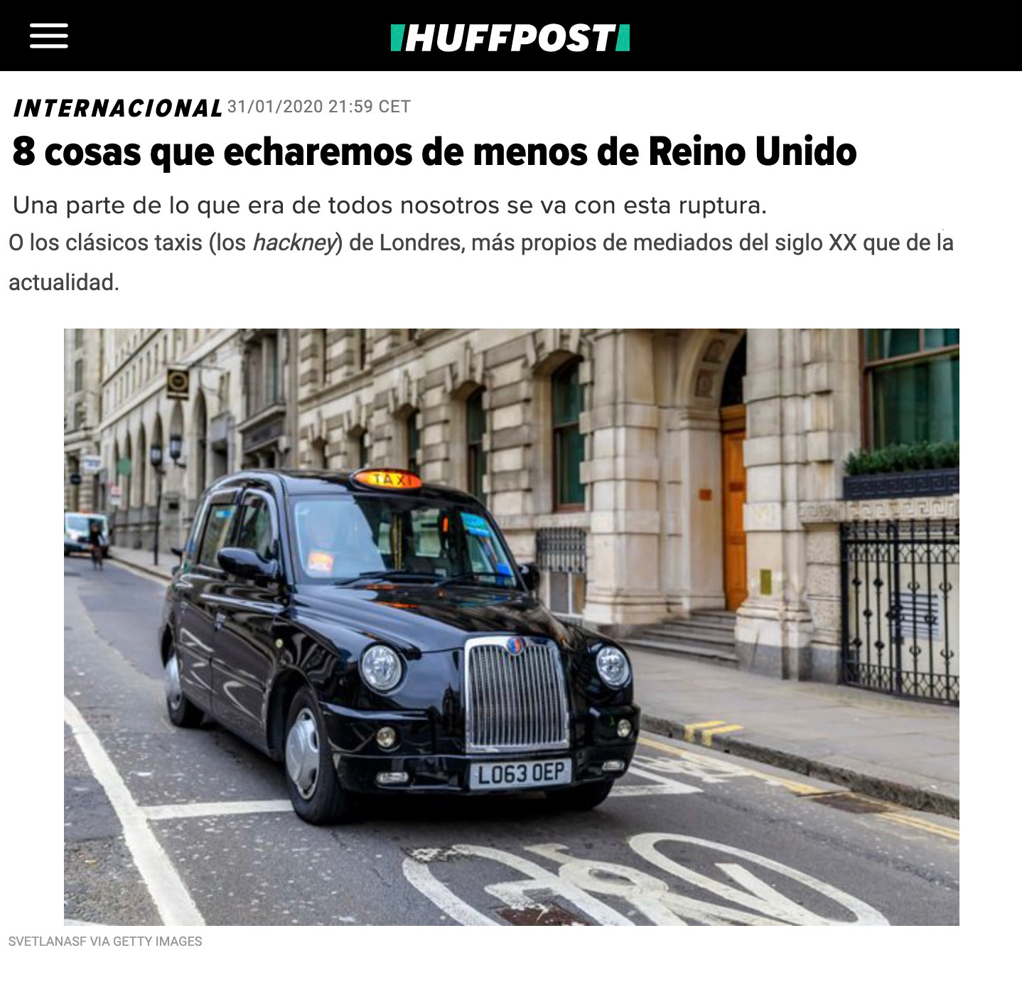 HuffPost: Black Cab in London, United Kingdom