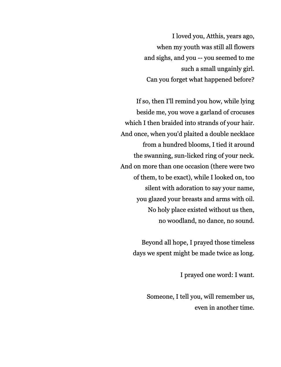 Six Fragments for Atthis By Sappho, Translated by Sherod Santos