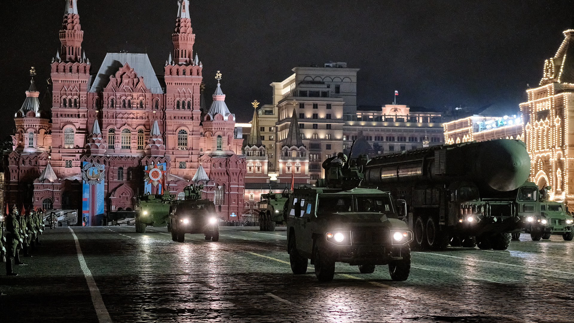 Night rehearsal of the Victory Parade on Red Square