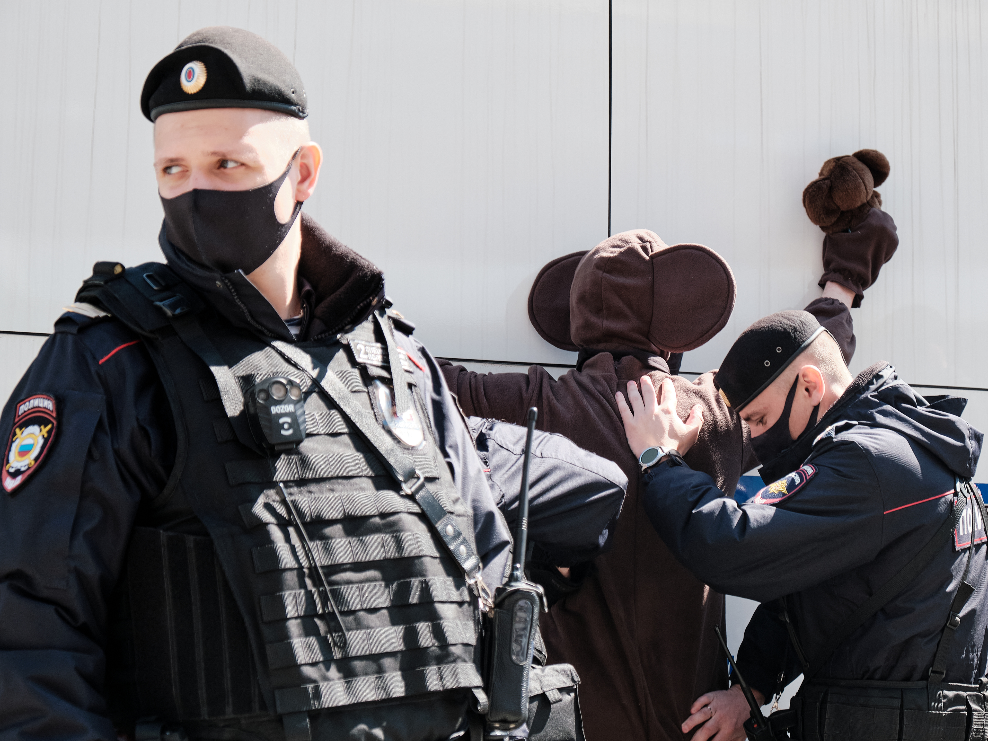 Detention of a provocateur in a Cheburashka costume at a rally of the Communist Party of the Russian Federation in Moscow